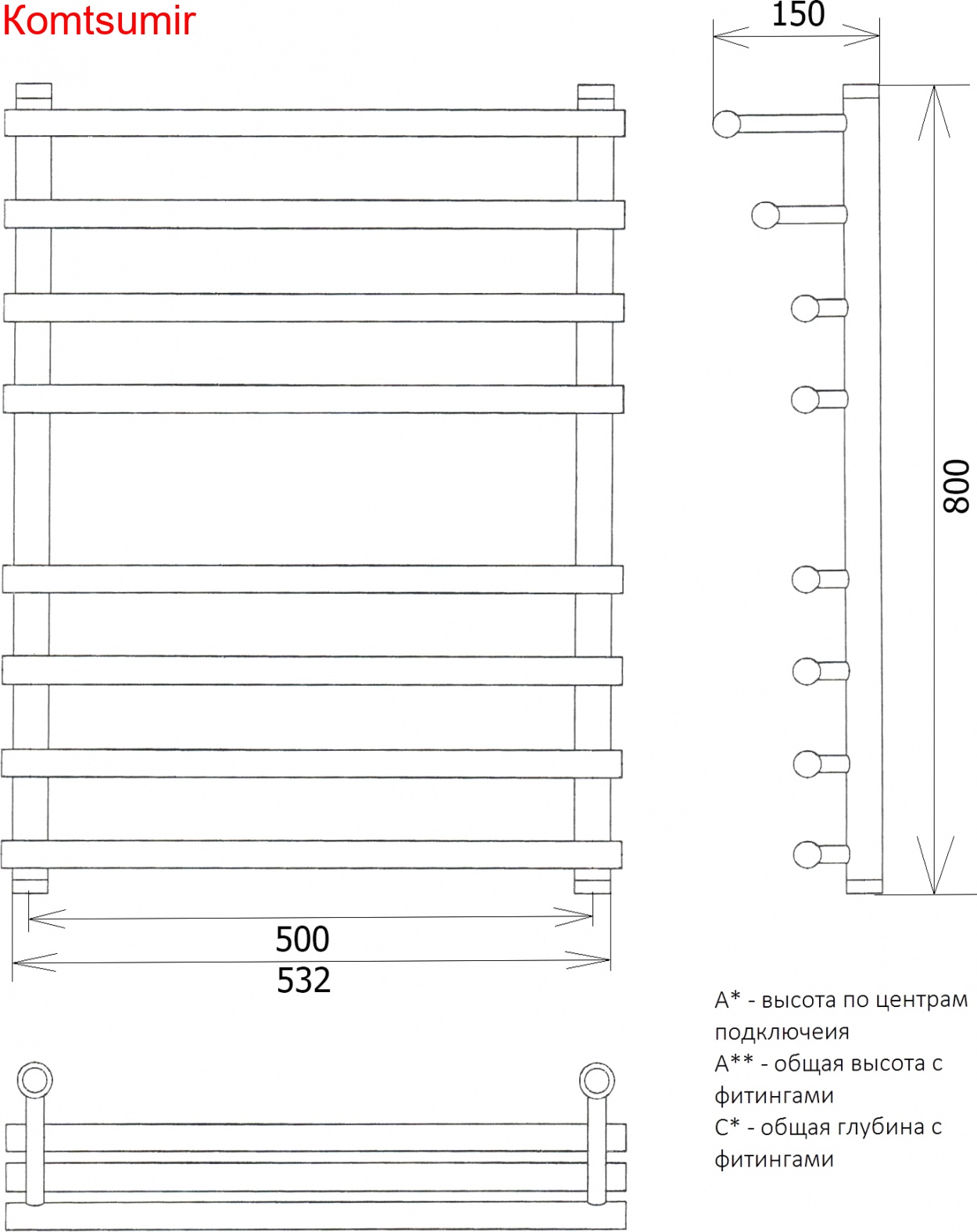 Полотенцесушитель водяной Двин F braid 80/50 1"-3/4"-1/2"