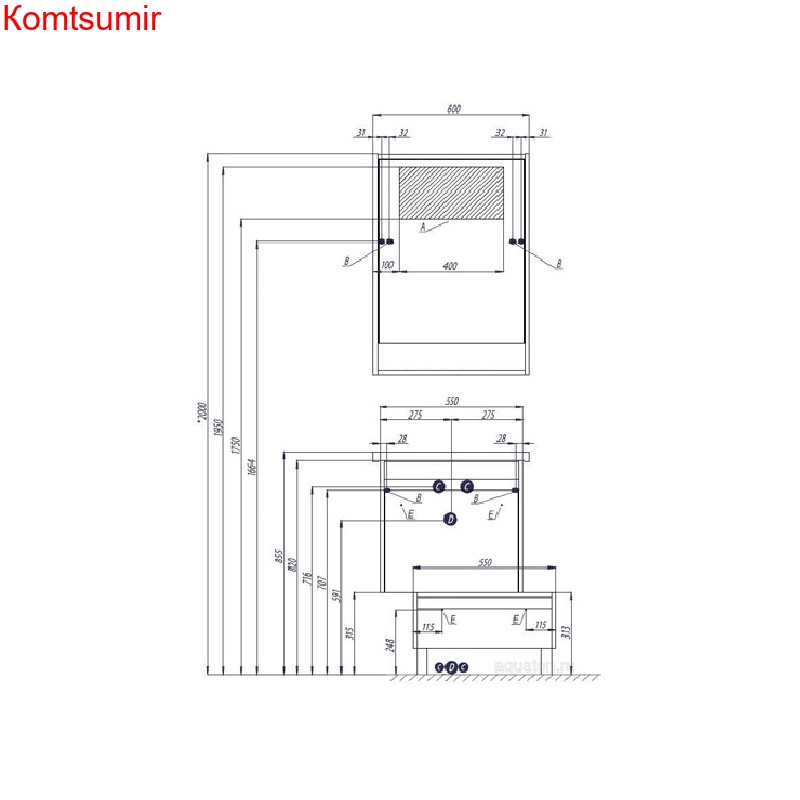 Тумба под раковину AQUATON Капри 60 подвесная, бетон пайн (1A230101KPDA0)