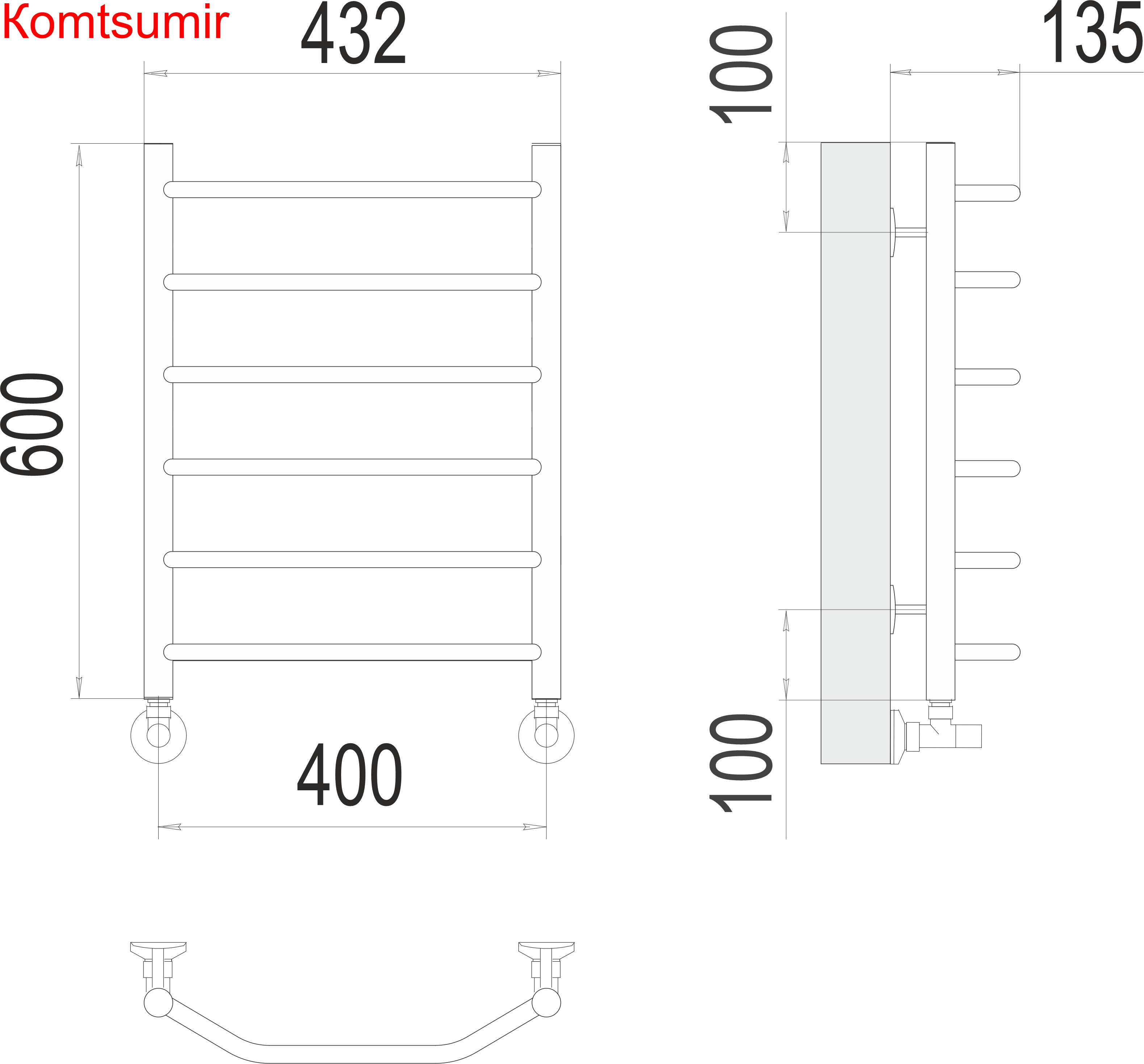 Виктория П6 400х600 Полотенцесушитель  TERMINUS Виктория П6 400х600 Полотенцесушитель  TERMINUS