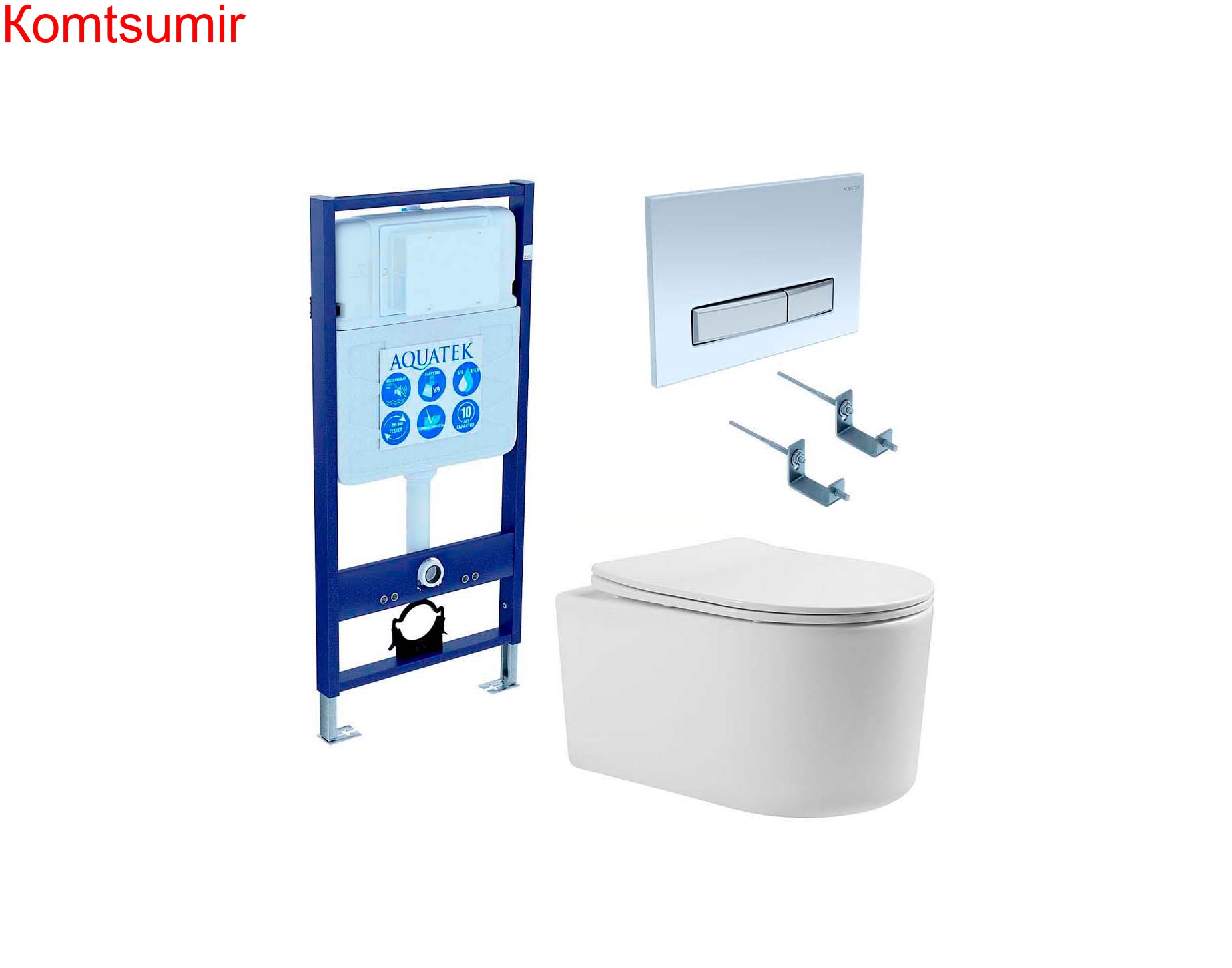 SET AQUATEK МИЯ 4в1 (рама AQUATEK Standard INS-0000012+ кркпеж KKI-0000002+клавиша KDI-0000022+унитаз МИЯ AQ2004-00 с тонким сиденьем soft-close