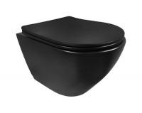 Унитаз подвесной безободковый HOLLER POINT MB (485*370*365мм, сиденье дюропласт, микролифт) черный матовый