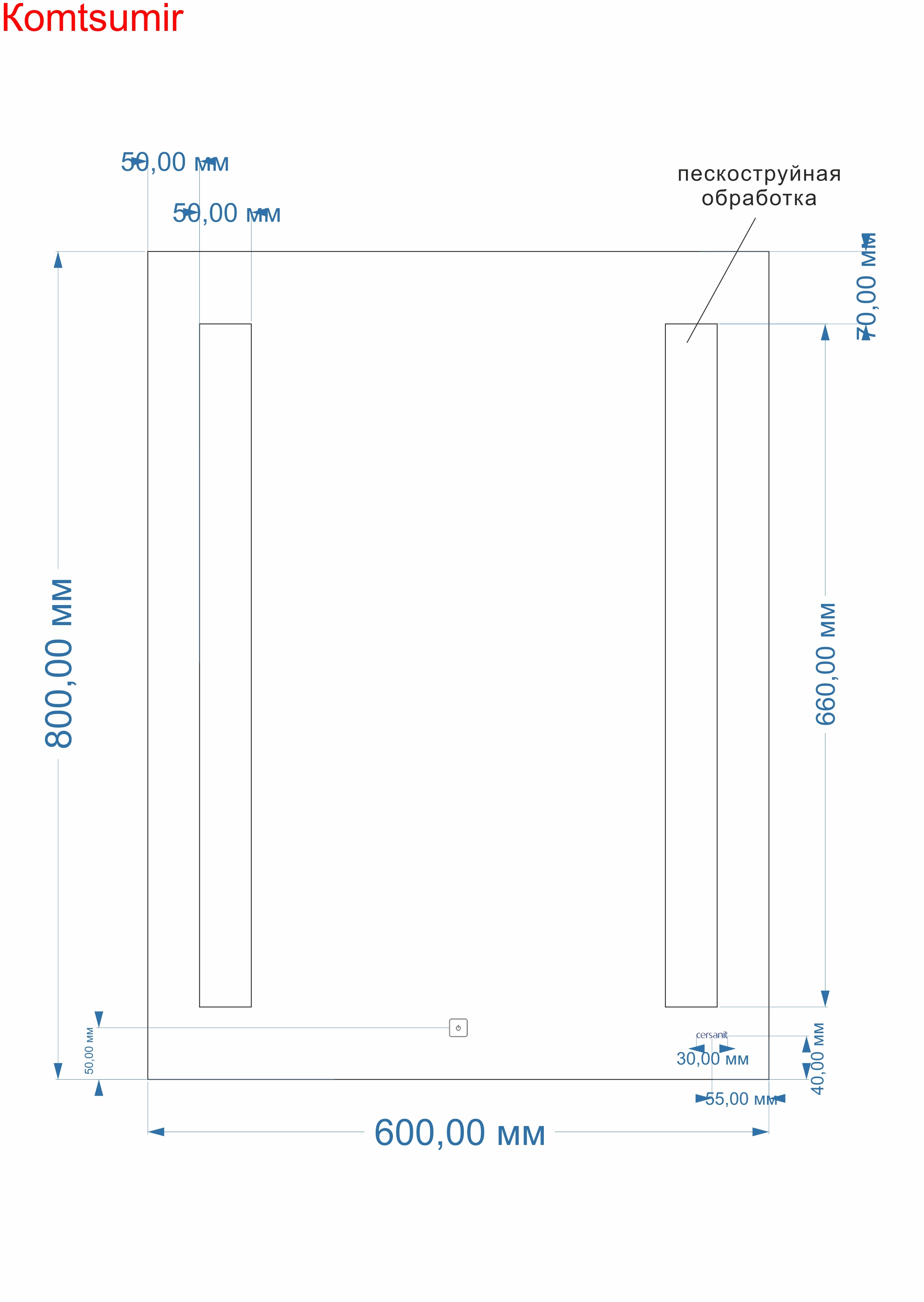 Зеркало: LED 020 base 60*80, с подсветкой, белый, Сорт1