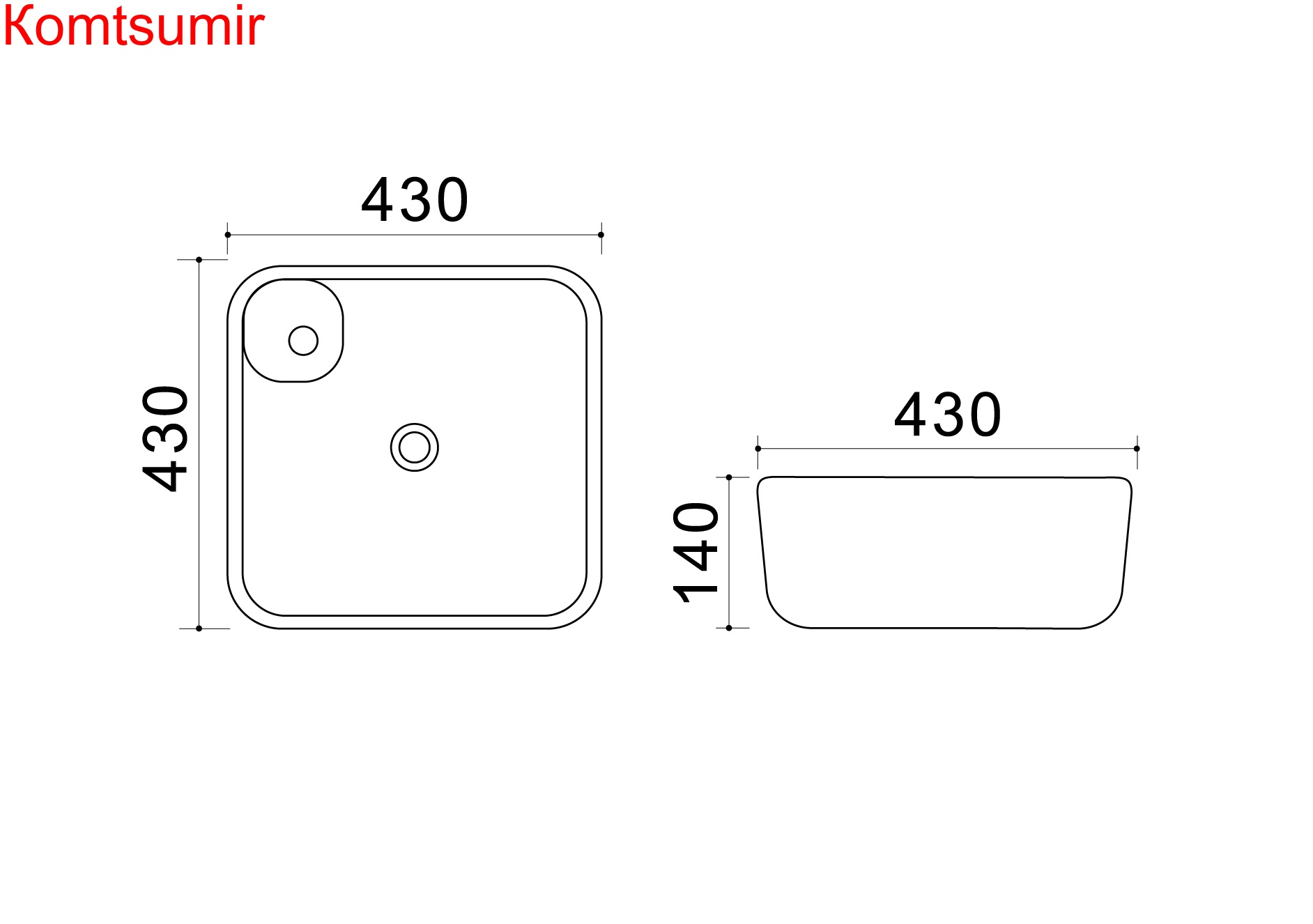 Раковина Azario 43х43х14 накладная, белая (AZ41267)