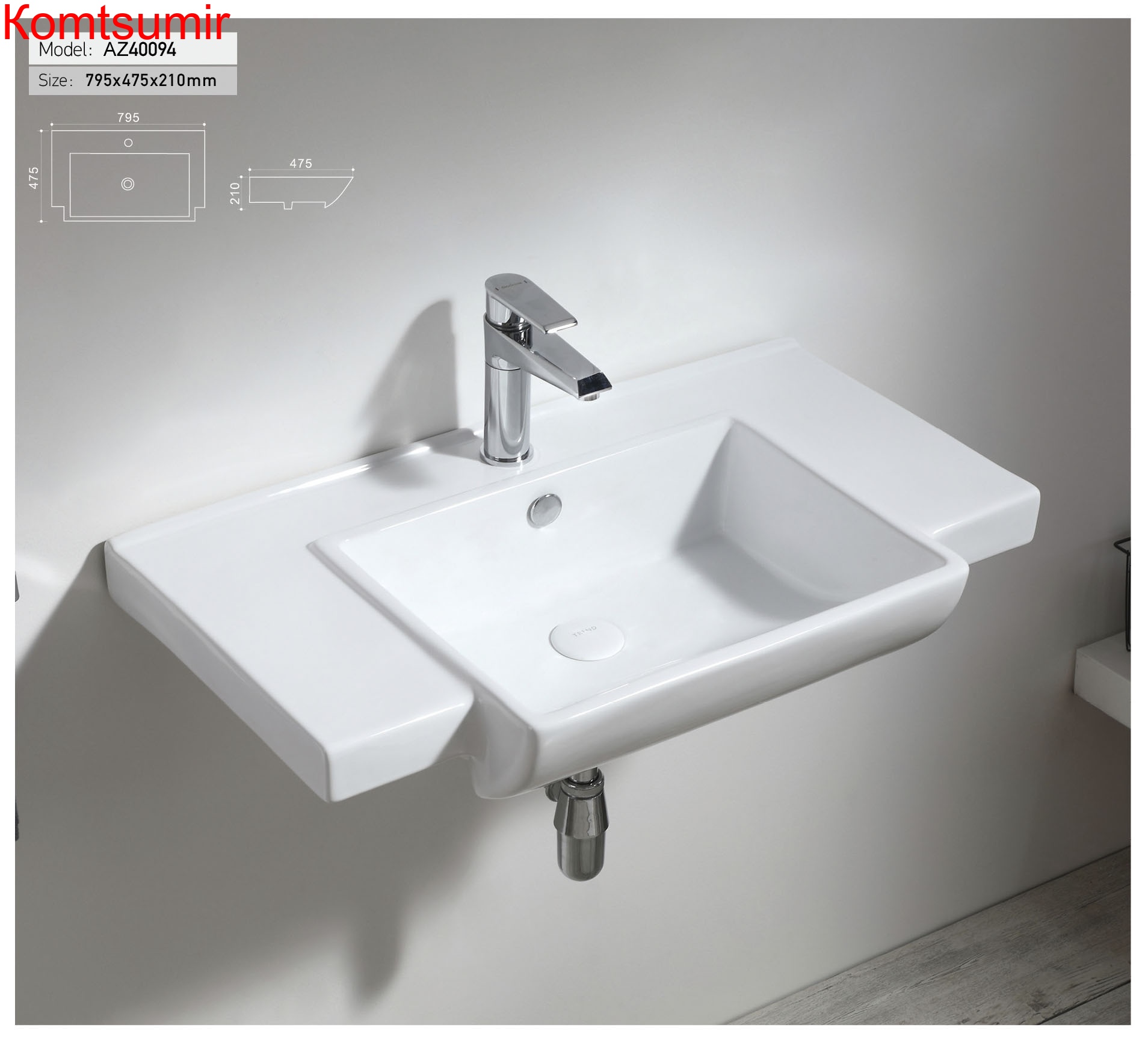 Раковина Trend, 79,5*47,5*21, белая (AZ-40094)