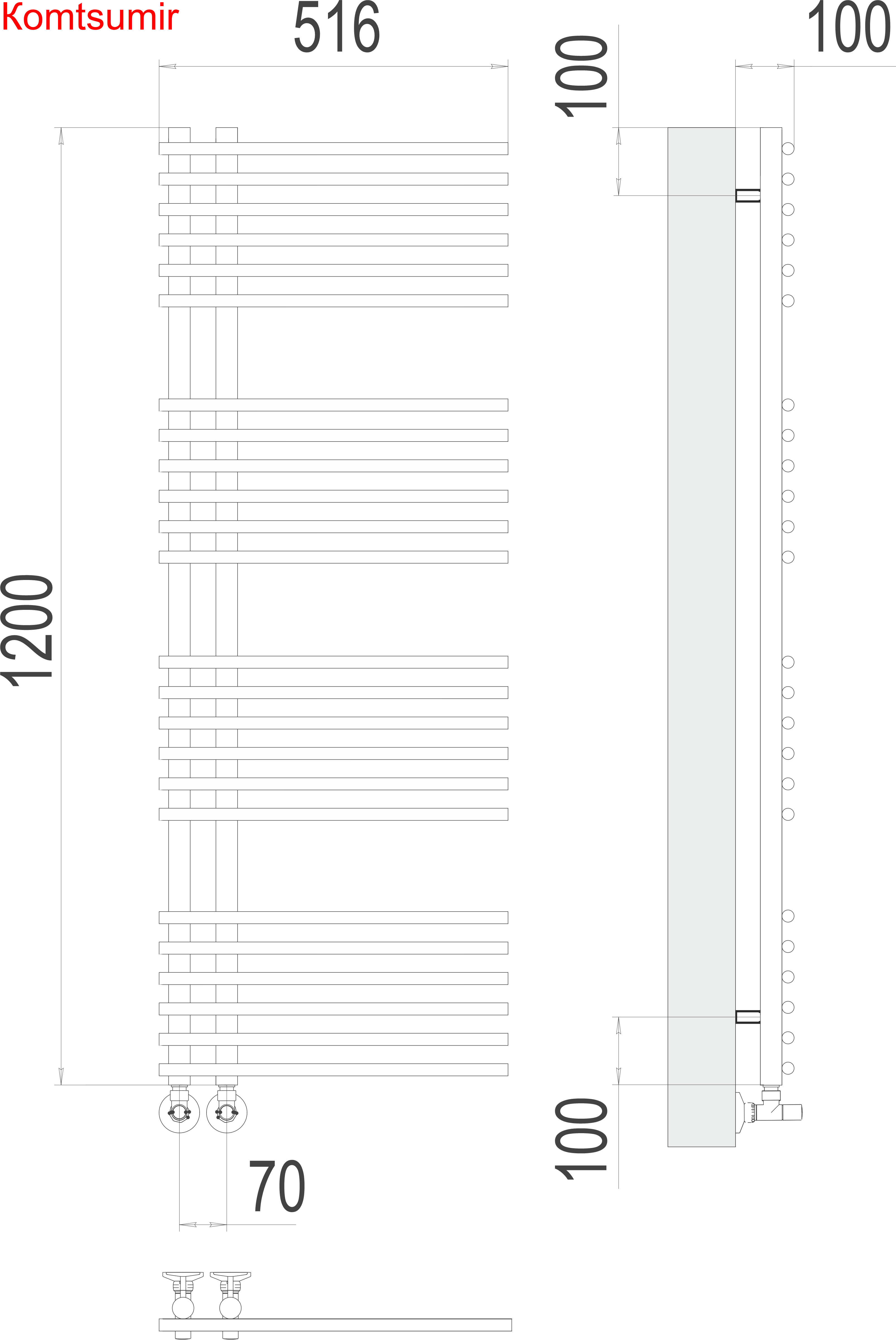 Астра П24 70х1200 Полотенцесушитель  TERMINUS