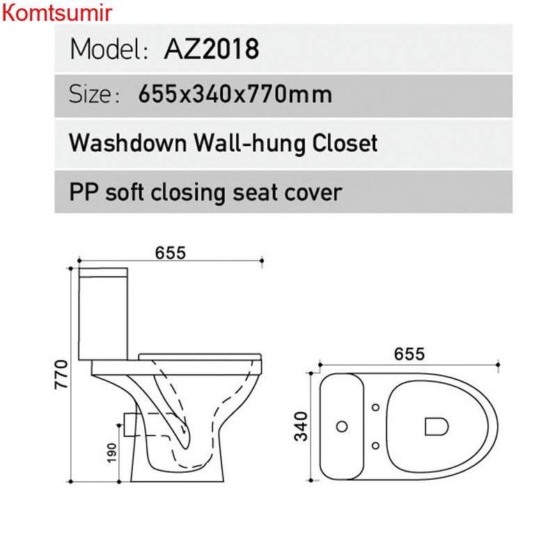 Унитаз компакт напольный Azario Trend 655х350х770 с бачком и сиденьем микролифт (AZ2018-P)