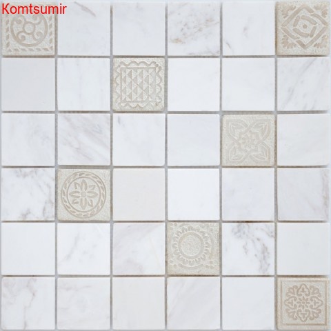 Мозаика Caramelle Mosaic Dolomiti bianco MAT 48x48x8 Мозаика Caramelle Mosaic Dolomiti bianco MAT 48x48x8