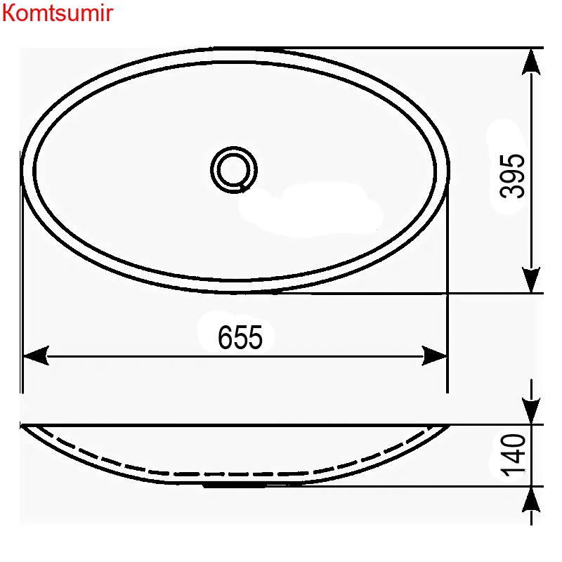 Раковина накладная Azario 655х395х140 овальная, белый (AZ- 40148)