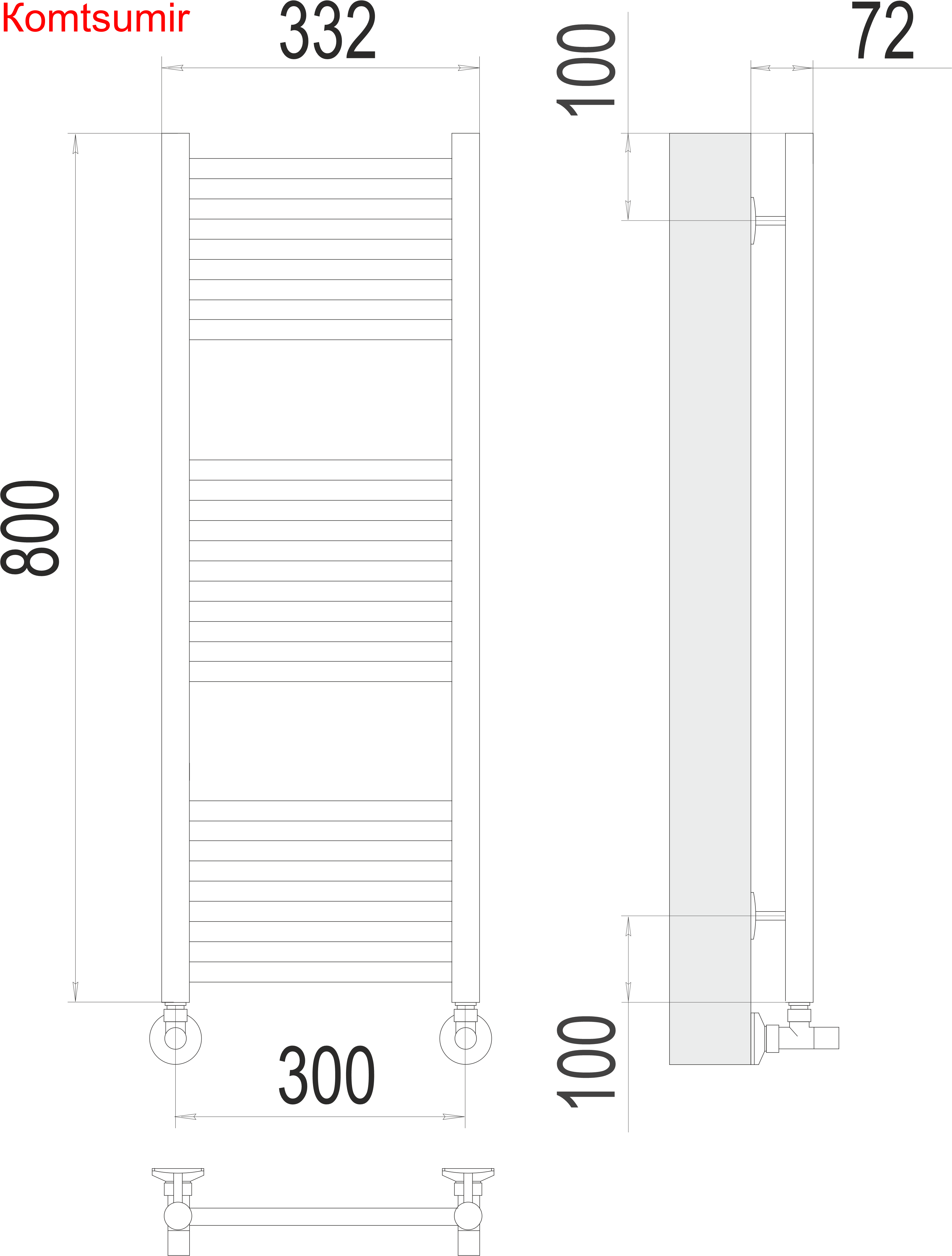 Аврора П16 300х800 Полотенцесушитель  TERMINUS