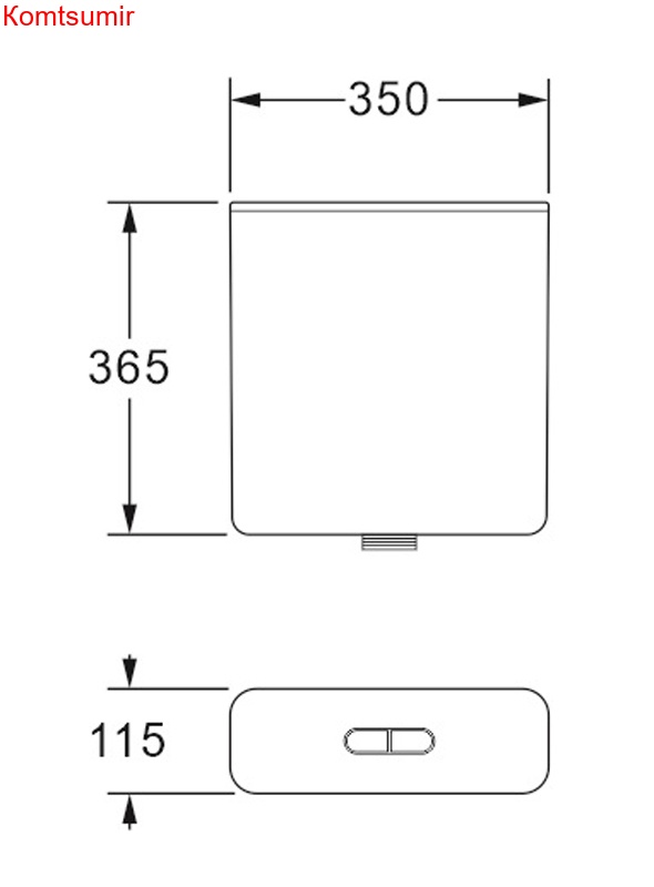 Бачок пластиковый AZARIO 350x115x365 с соединительной трубой, белый (AZ-217)