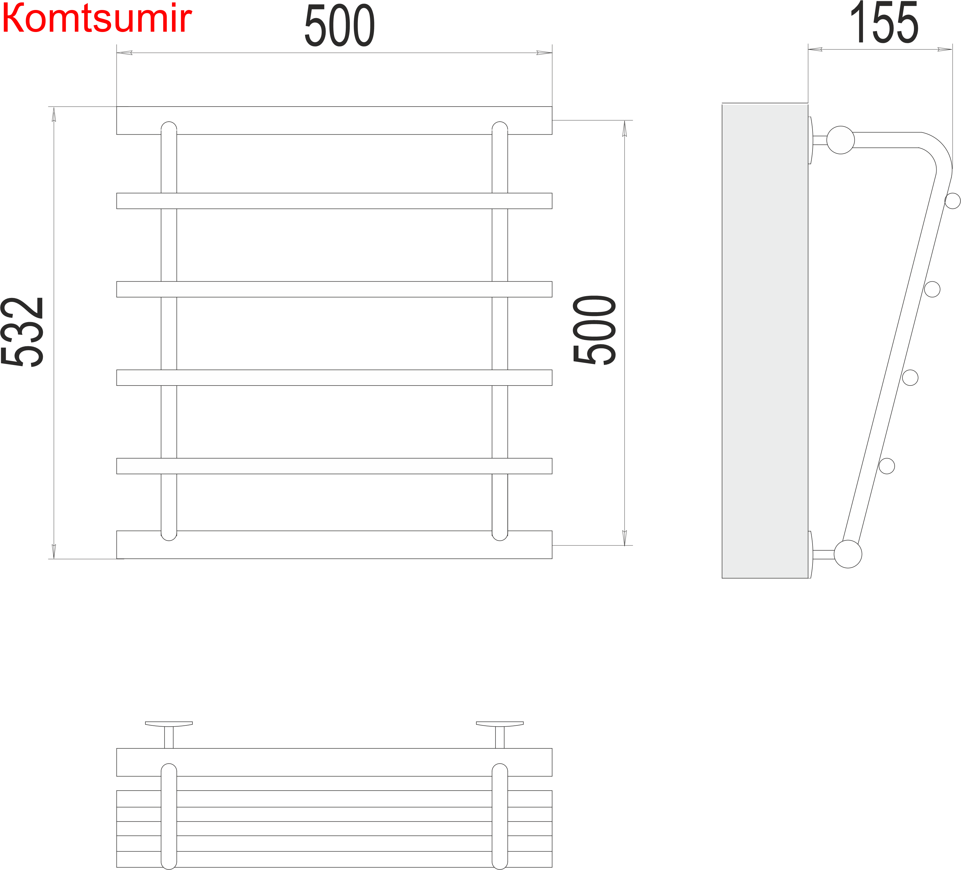 Каскад П4 500х500 Полотенцесушитель  TERMINUS