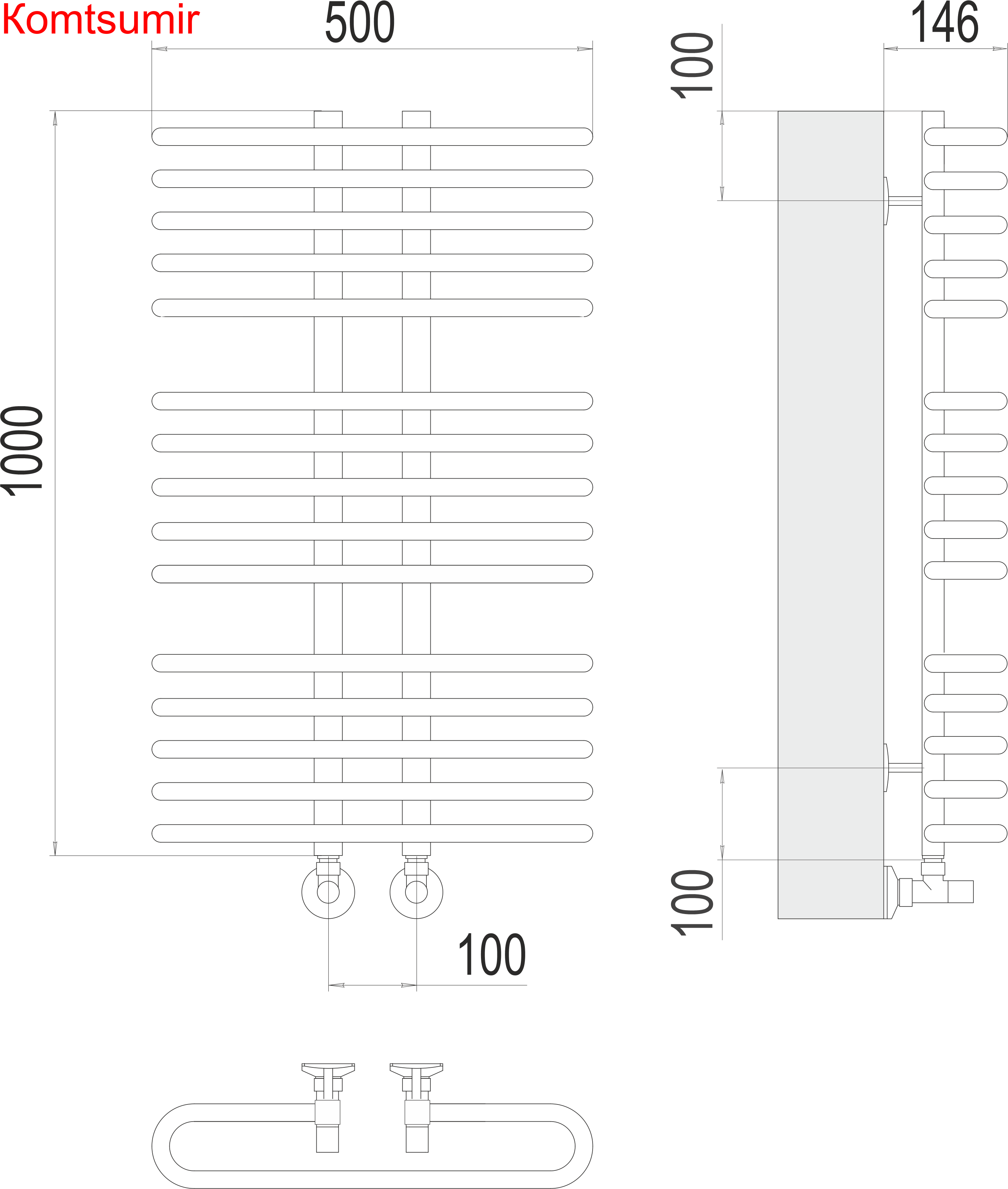 Сахара П15 500х1000 Полотенцесушитель  TERMINUS