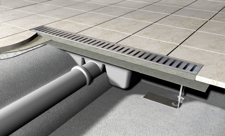 Душевой лоток AlcaPlast APZ1 550 с опорами серый, хром, выпуск боковой