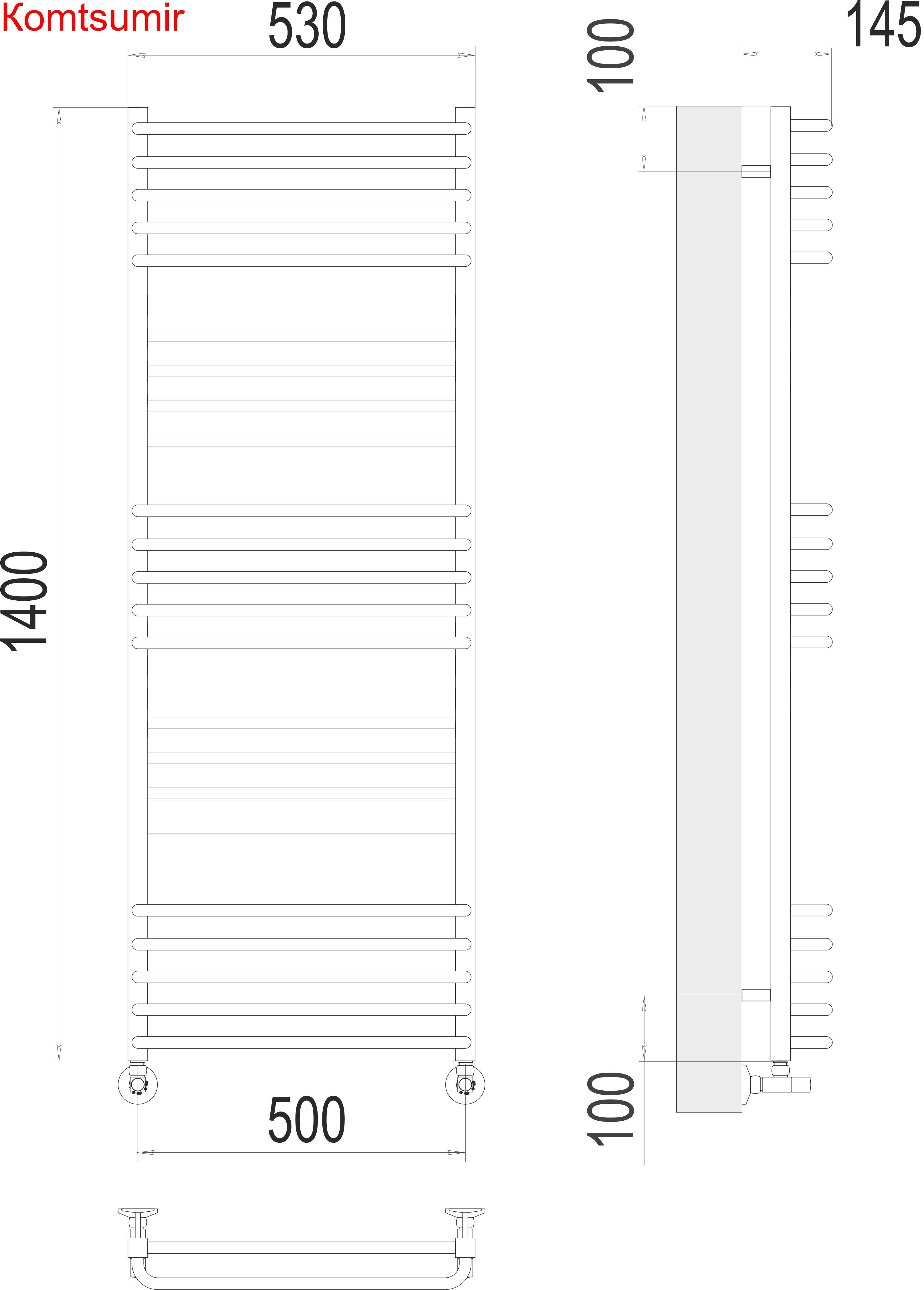 Соренто П23 500х1400 Полотенцесушитель  TERMINUS