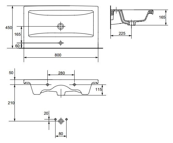 Мебельная раковина Cersanit Como 80