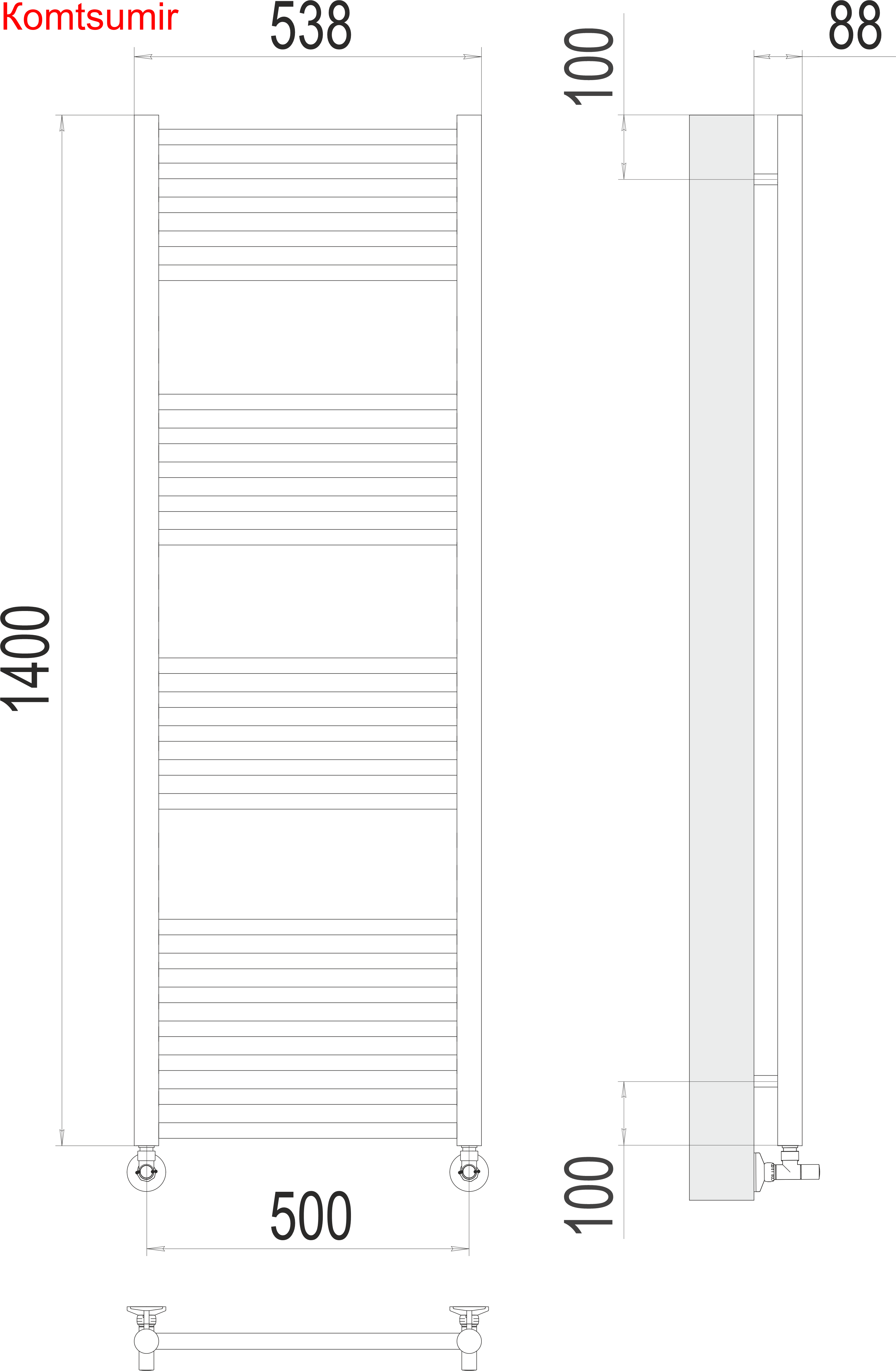 Альба П22 500х1400 Полотенцесушитель  TERMINUS