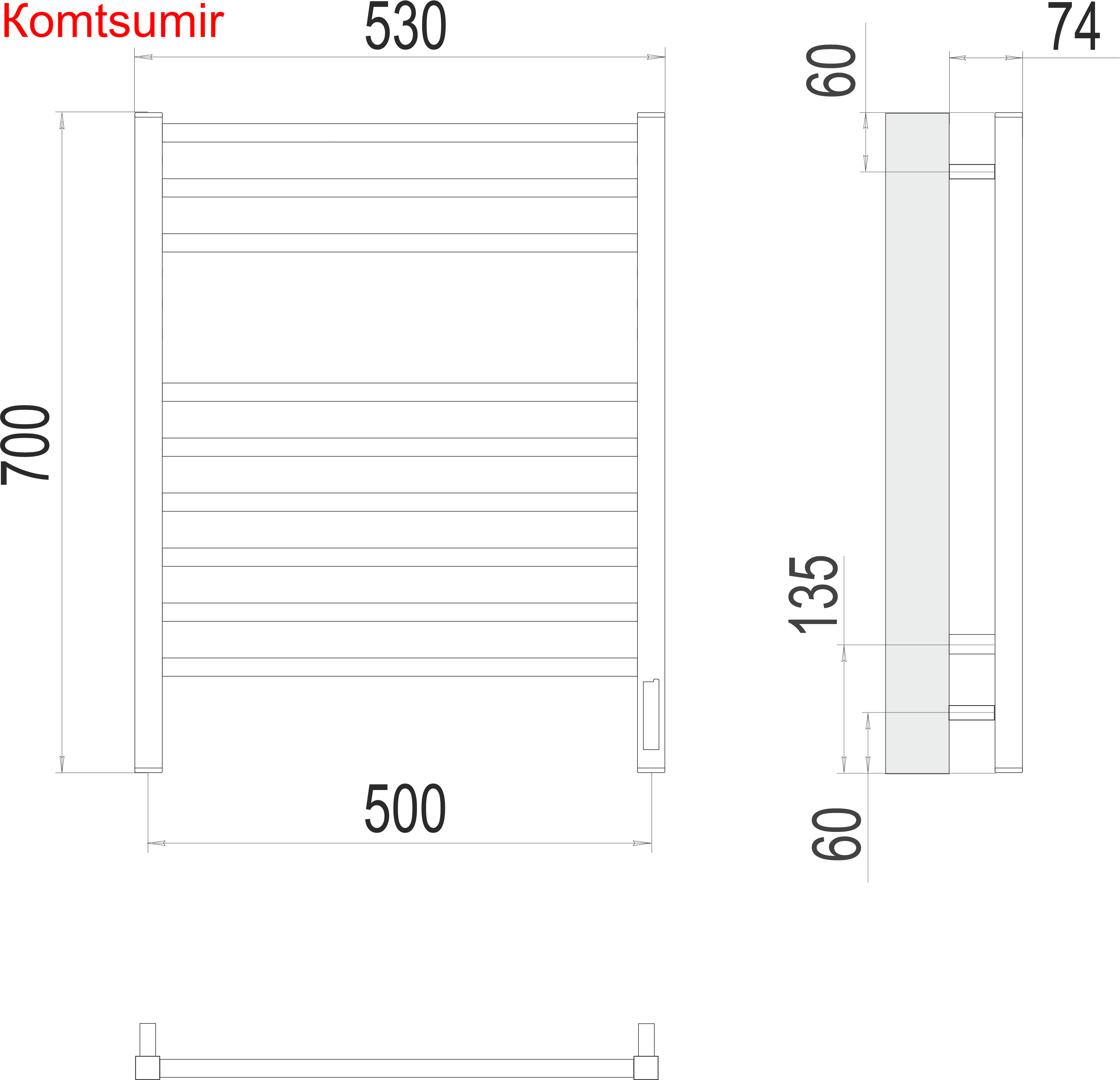 Ватикан П9 500х700 электро (sensor quick touch) Полотенцесушитель TERMINUS)
