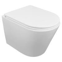 Унитаз подвесной Azario Teramo 515х355х365 безободковый, скрытое крепление, смыв "Торнадо", в комплекте с сидением микролифт (AZ-0053-UQ3)