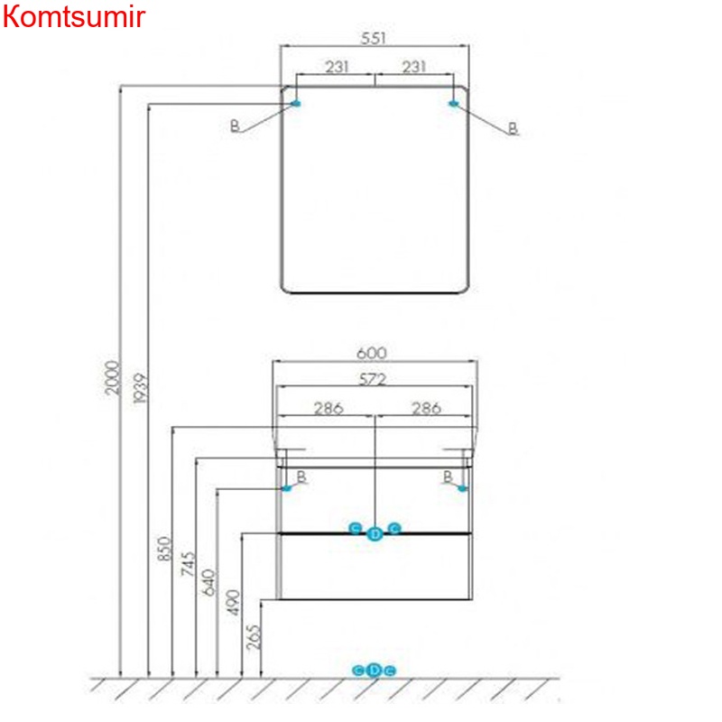 Тумба под раковину AQUATON Скай 60 подвесная, белая (1A238201SY010)