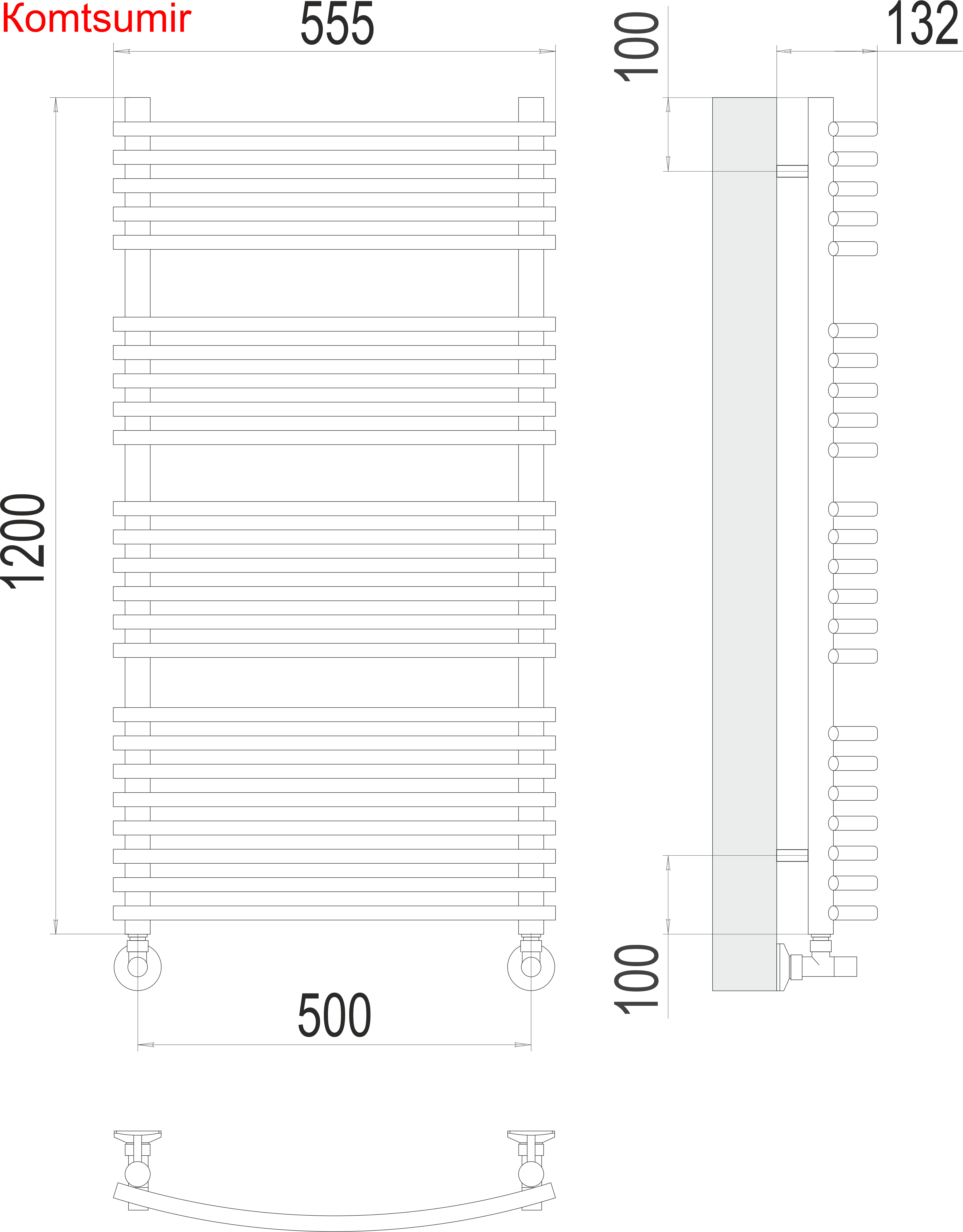 Марио П24 500х1200 Полотенцесушитель  TERMINUS