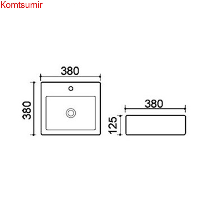 Раковина Azario 38х38х12,5 накладная, квадратная, белая (AZ4148)