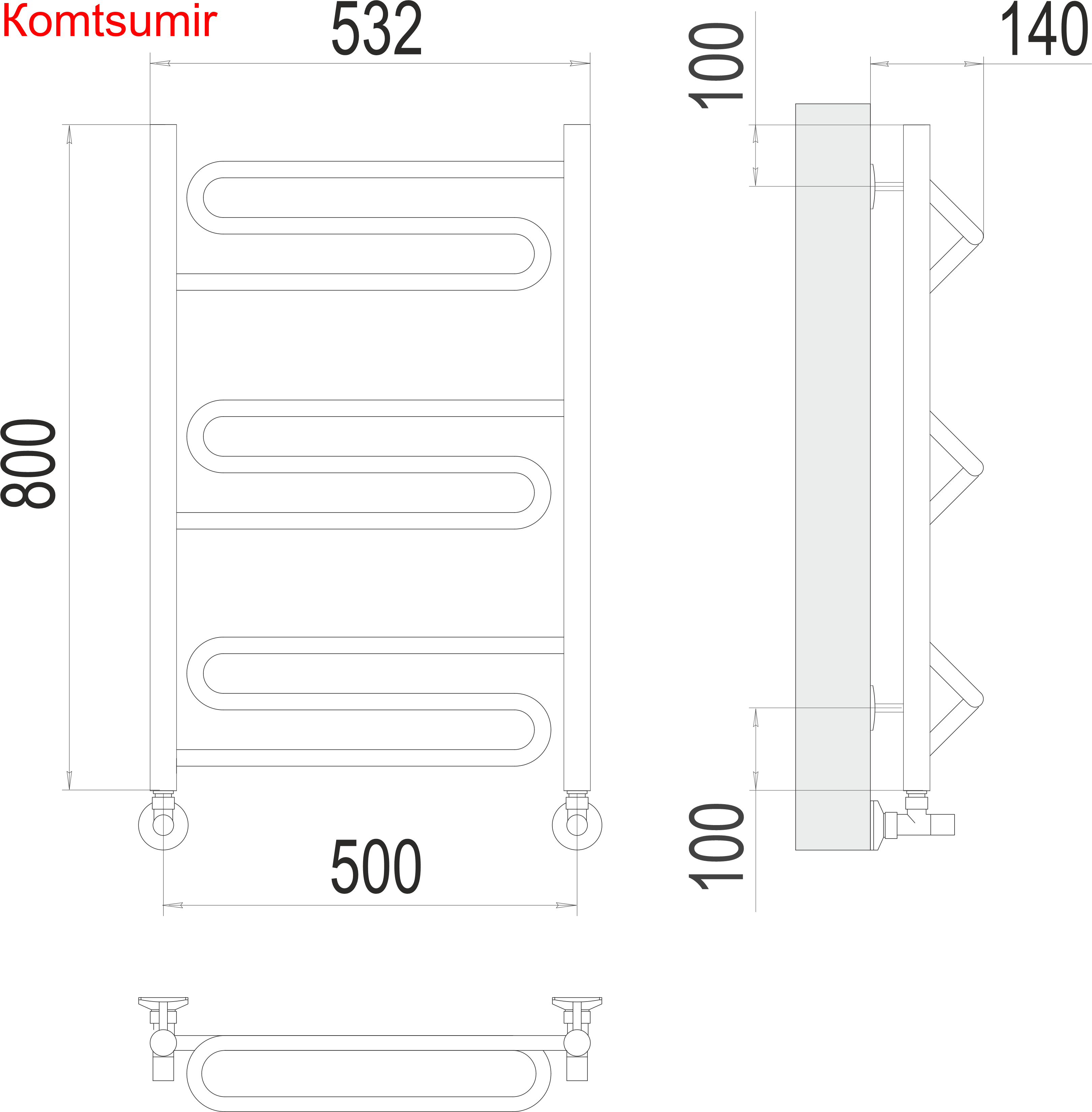 Юпитер П9 500х800 Полотенцесушитель  TERMINUS