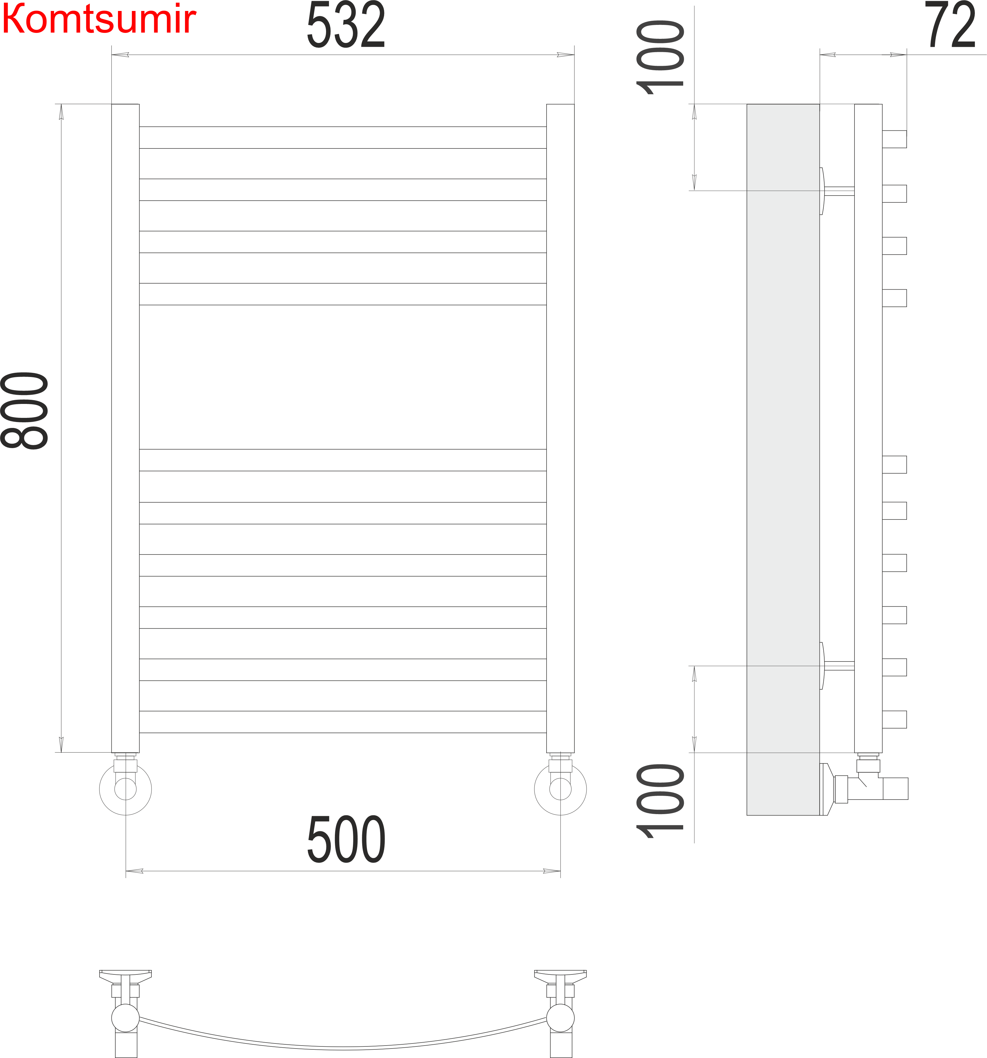 Авиэль П10 500х800 Полотенцесушитель  TERMINUS