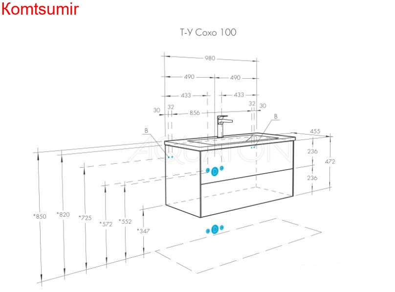 Тумба под раковину AQUATON Сохо 100 подвесная, Дуб Веллингтон/Графит софт (1A258201AJA00) Тумба под раковину AQUATON Сохо 100 подвесная, Дуб Веллингтон/Графит софт (1A258201AJA00)