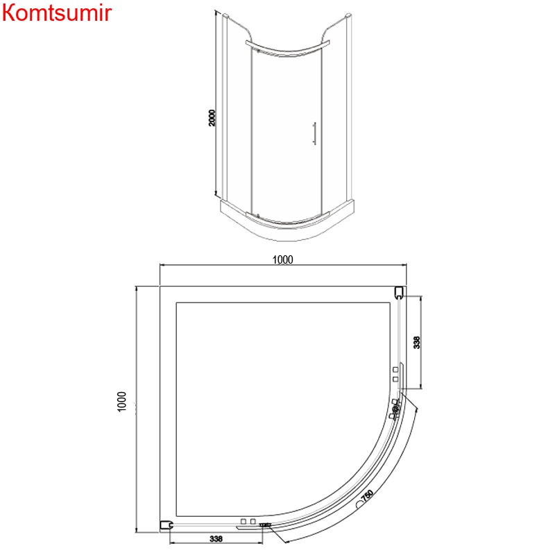Душевое ограждение Azario EDMONTON 1000*1000*2000, БЕЗ ПОДДОНА, распаш дверь, 8 мм