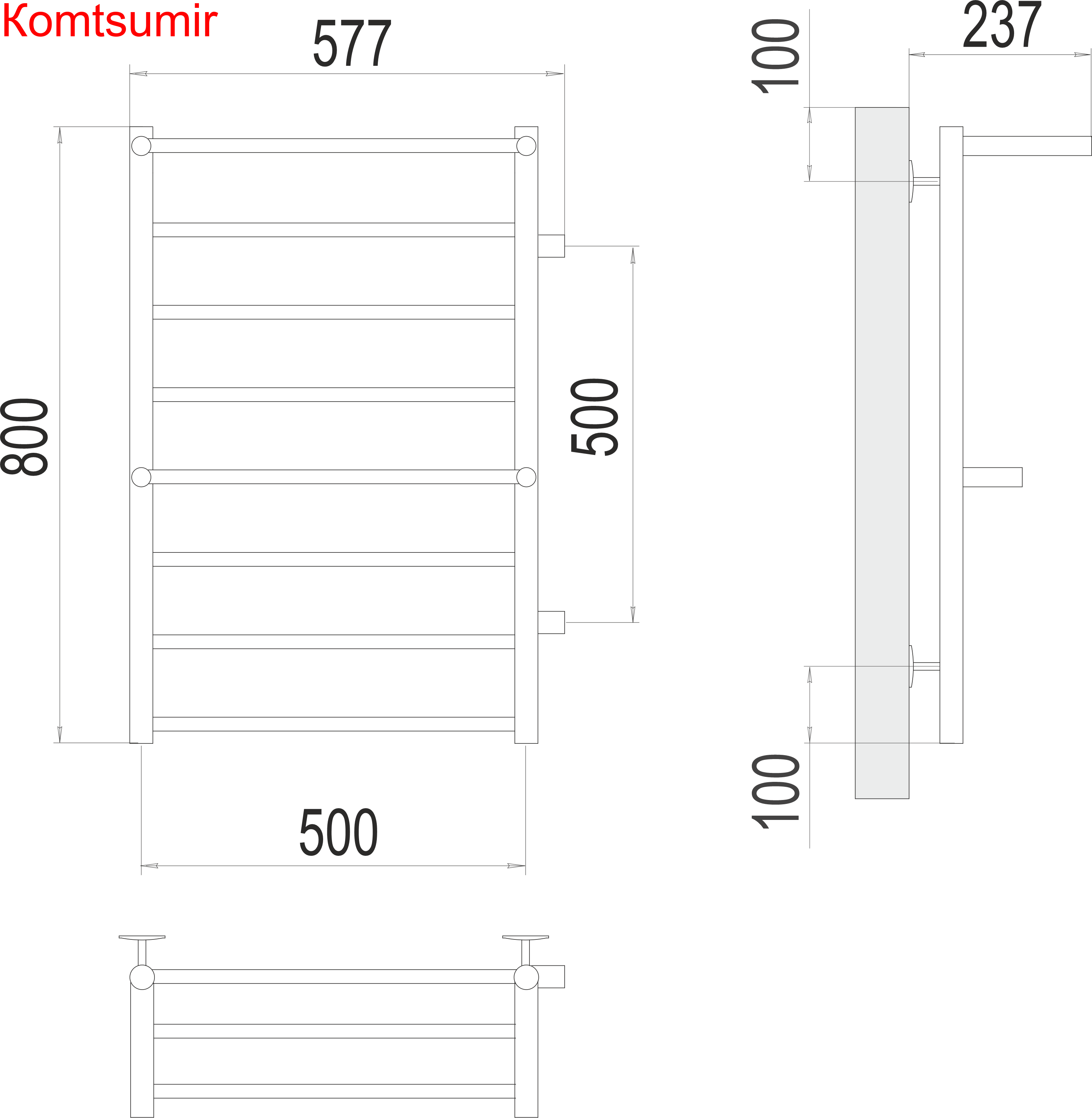 Анкона П8 500х800 бп500 Полотенцесушитель  TERMINUS