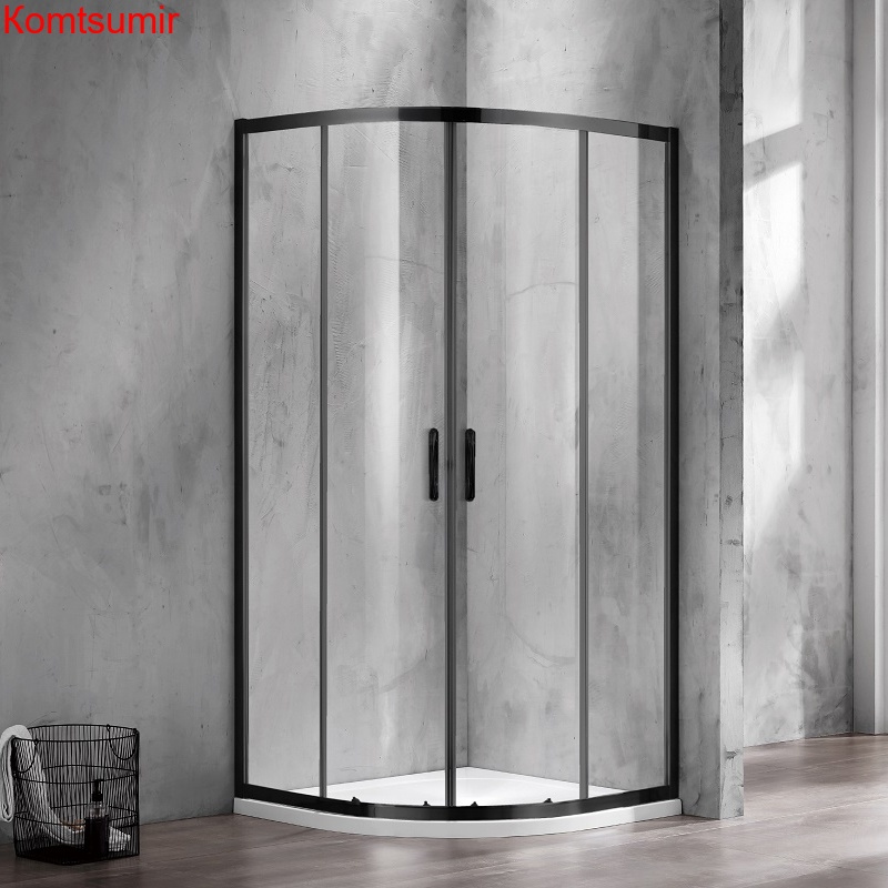 Душевое ограждение Azario MILTON 900*900*2000, БЕЗ ПОДДОНА, полукругл, черный профиль
