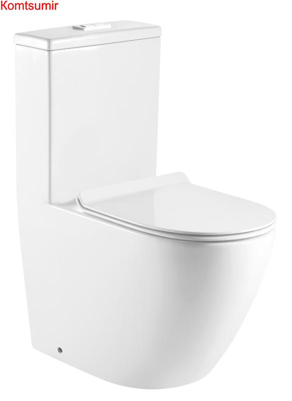 Унитаз-моноблок AZARIO MORANO 680x370х830 напольный безободковый в комплекте с сиденьем дюропласт микролифт, белый (AZ-1001)