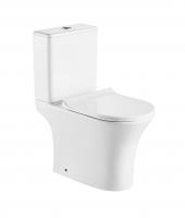 Унитаз напольный Azario FRETTA ROUND 650х340х770 безободковый с бачком и сиденьем микролифт (AZ-1217A)