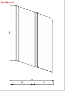 Aquatek Шторка на ванну "Дельта" двухэлементная, поворотная 150х100, хром