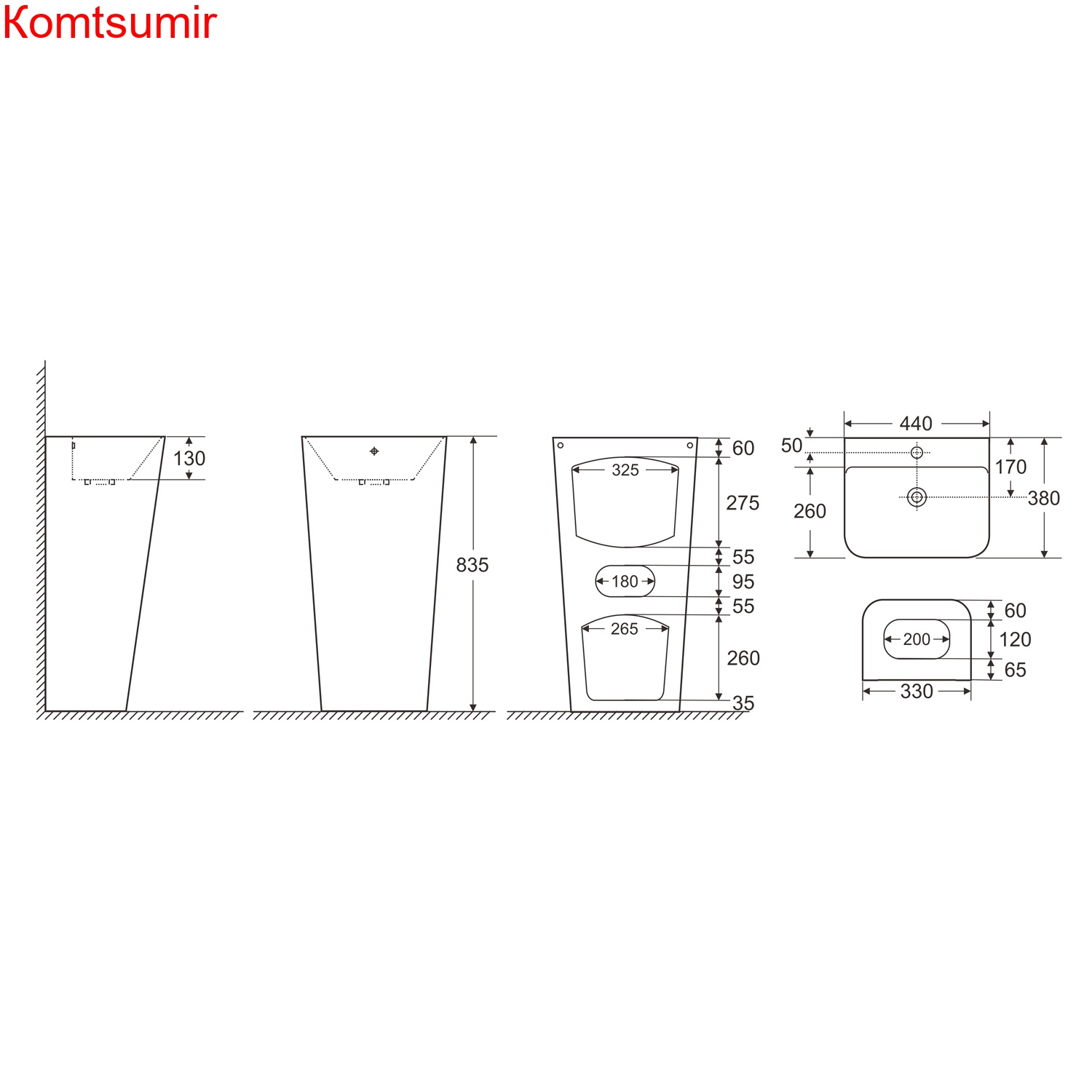 Раковина напольная Azario FRETTA SQUARE 38х44х83.5 Белый (AZ-302)