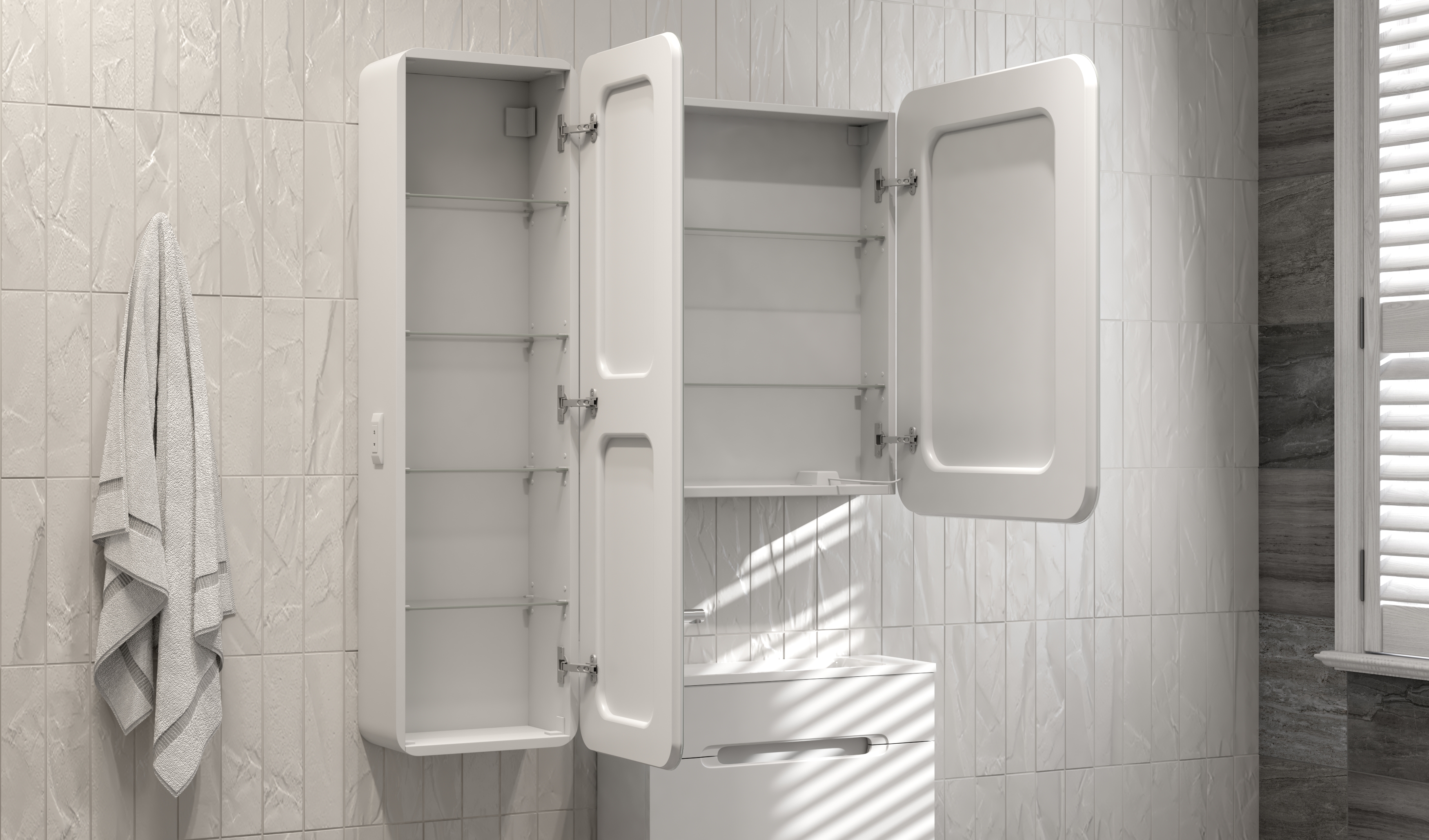 Зеркало-шкаф Bosko 50, с подсветкой и часами