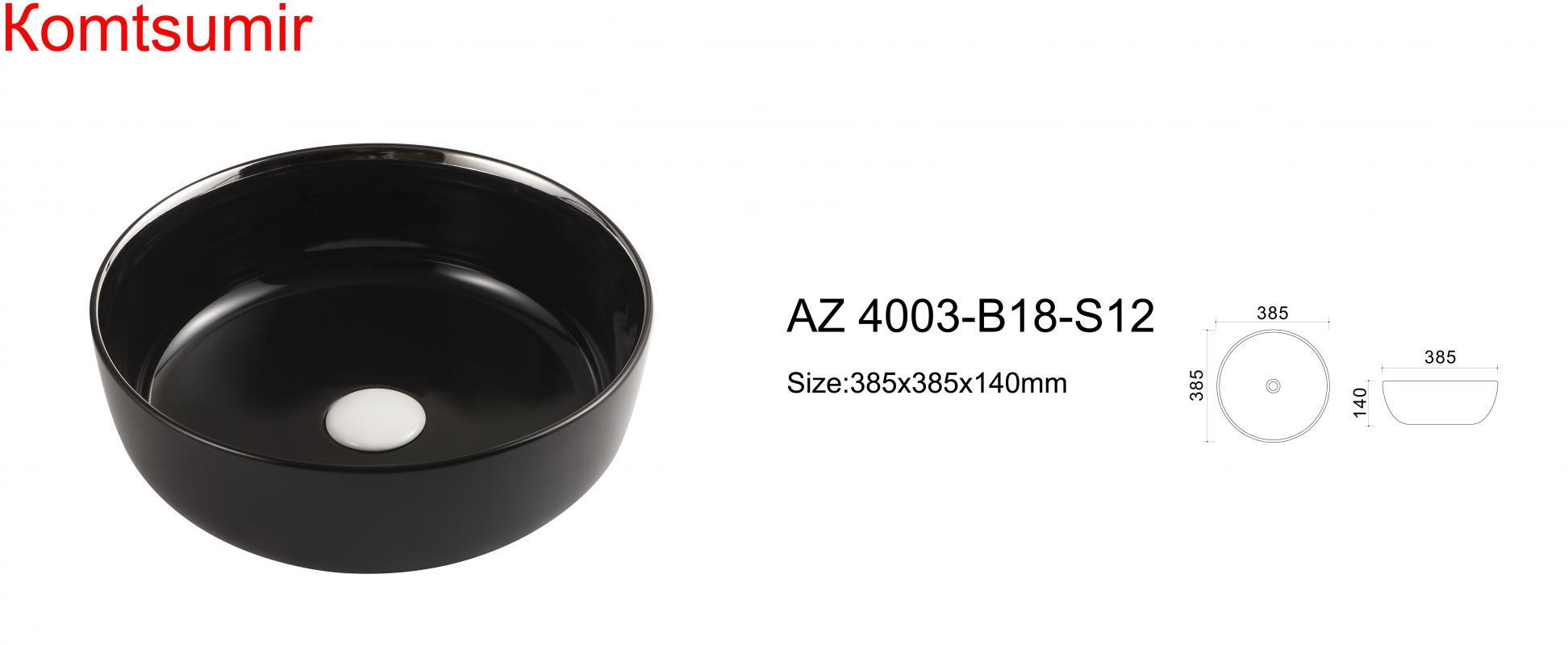 Раковина ультратонкая Trend 38,5*38,5*14 см, черная глянец (AZ-4003)