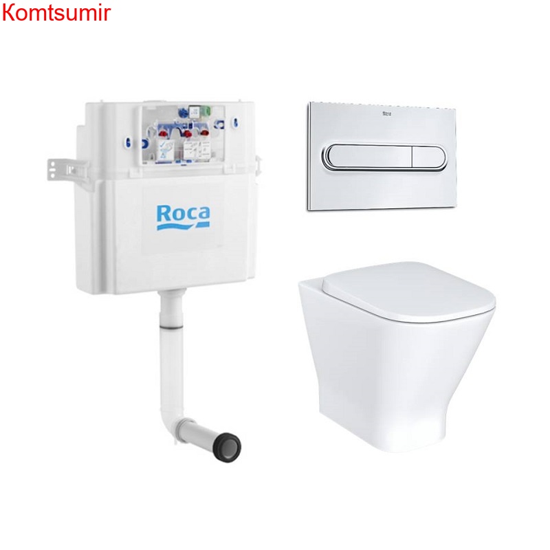 ПЭК Roca THE GAP Приставной унитаз + сидение микролифт + бачок + кнопка смыва