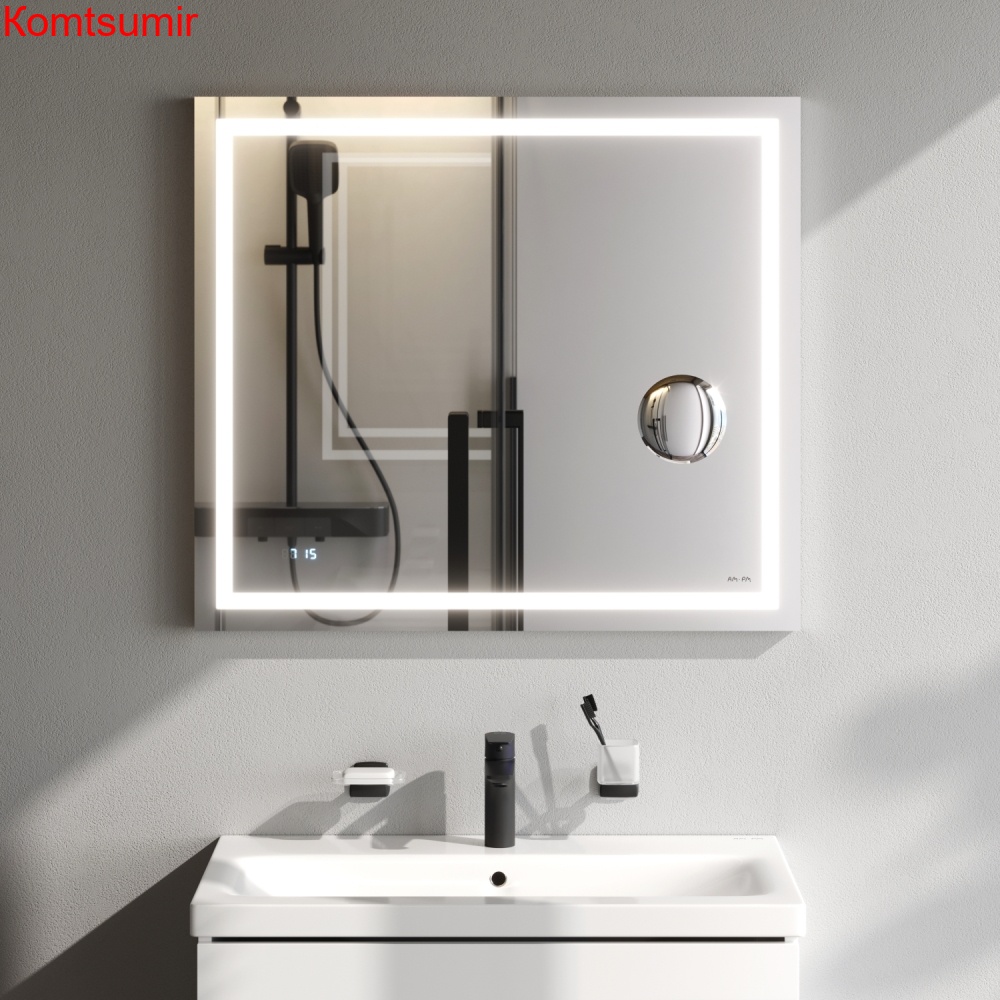 M91AMOX0803WG Универсальное зеркало с контурной Led-подсветкой, часами и косметическим зеркалом, 80 M91AMOX0803WG Универсальное зеркало с контурной Led-подсветкой, часами и косметическим зеркалом, 80