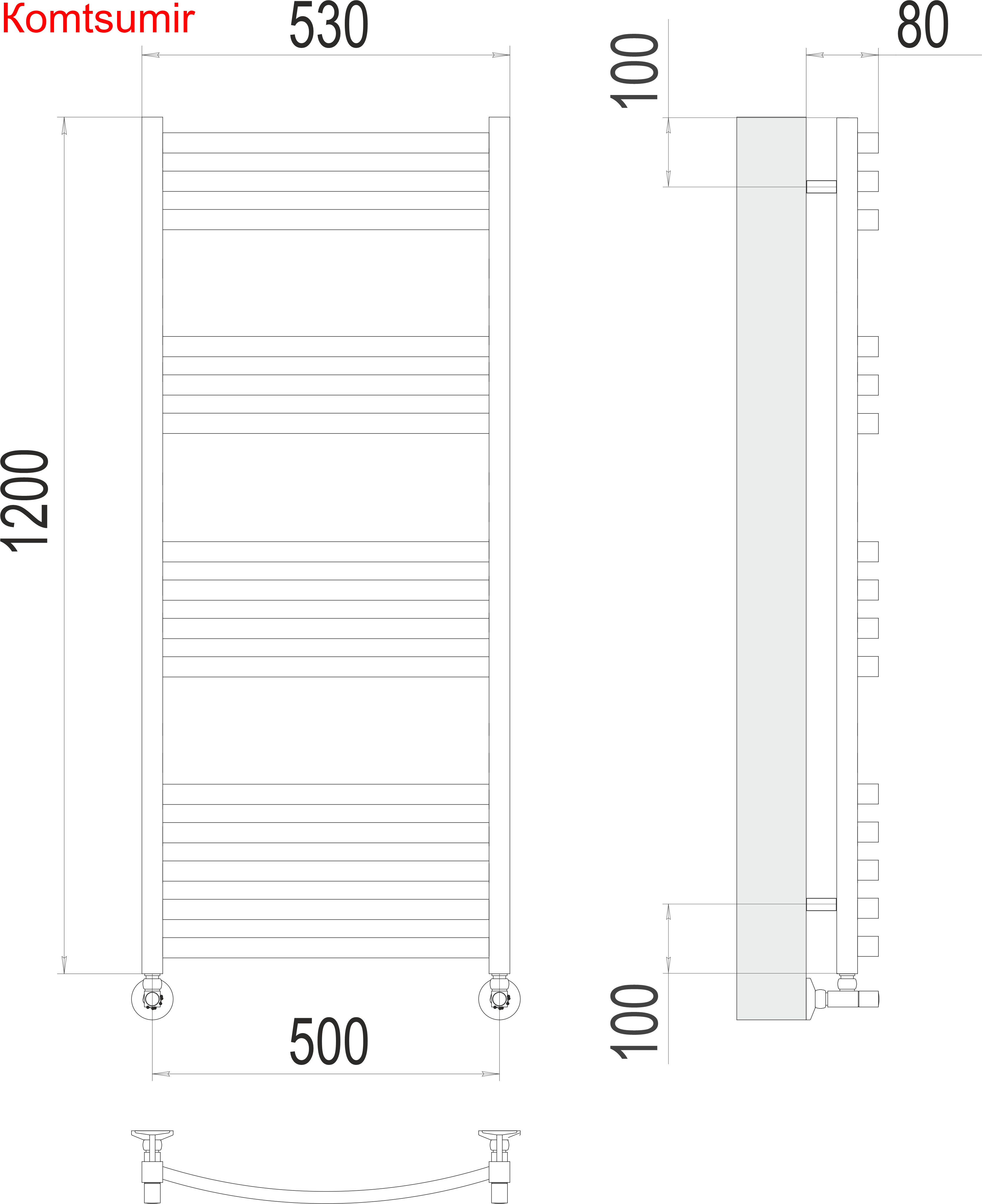 Палермо П15 500х1200 Полотенцесушитель  TERMINUS