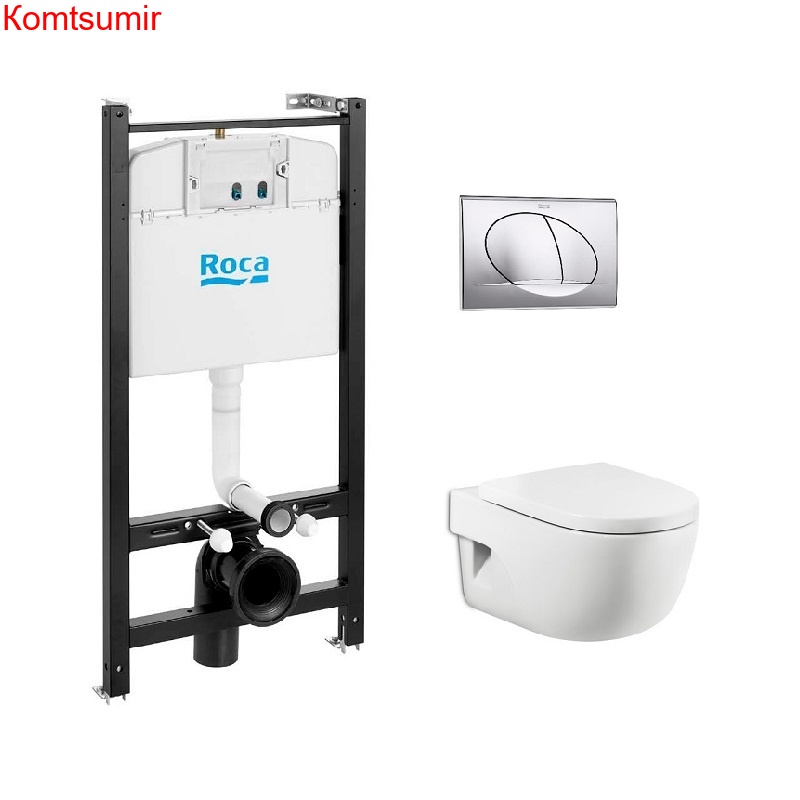 ПЭК: Roca MERIDIAN 480 мм унитаз + сиденье с микролифтом + инсталляция + кнопка