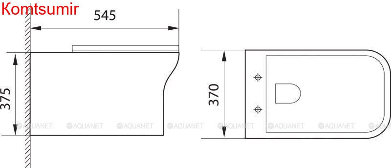 Унитаз подвесной Aquanet Rimless Cube-W CL-12248D