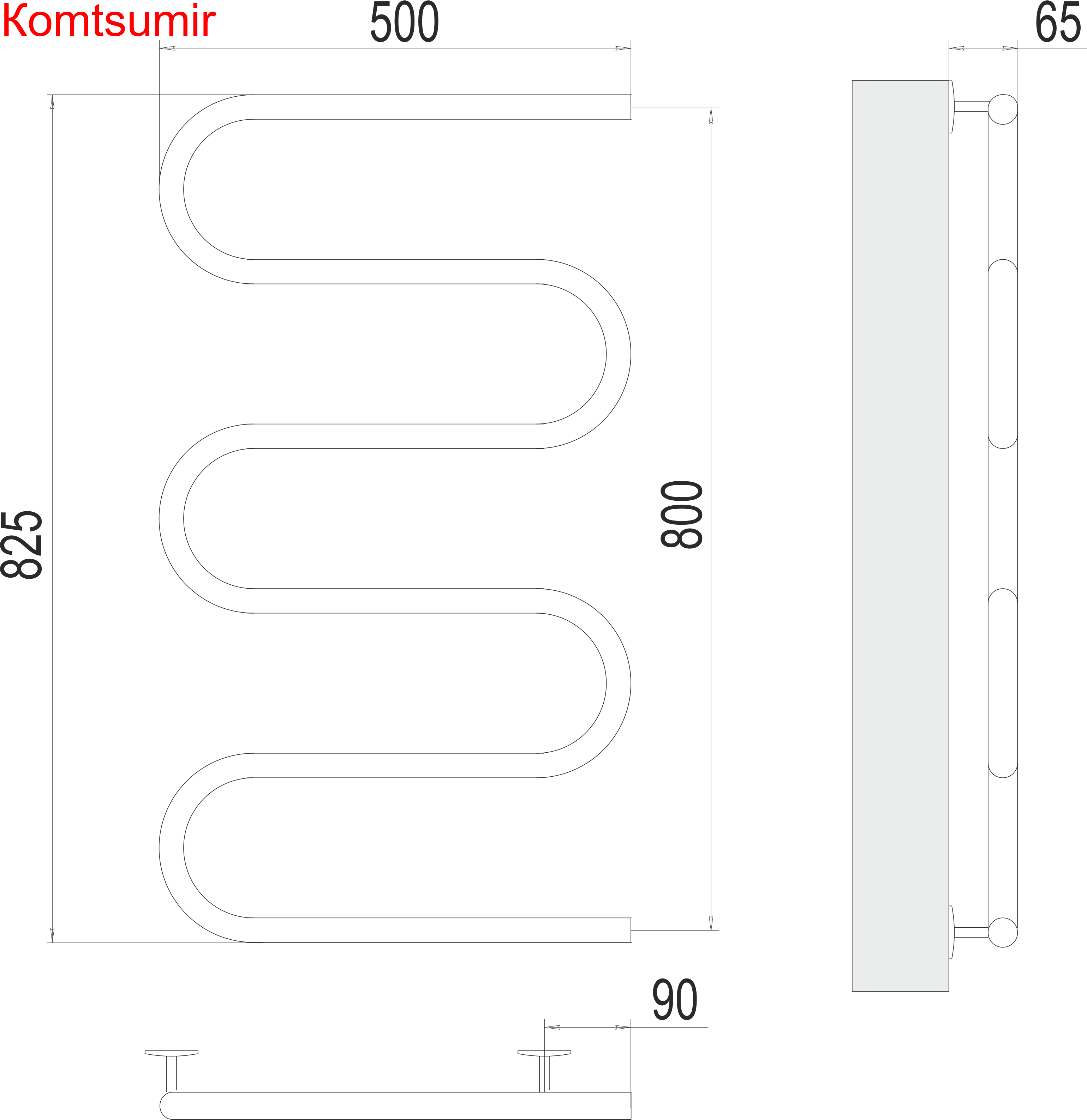 Электро 25 Ш-обр 500х800 Полотенцесушитель  TERMINUS