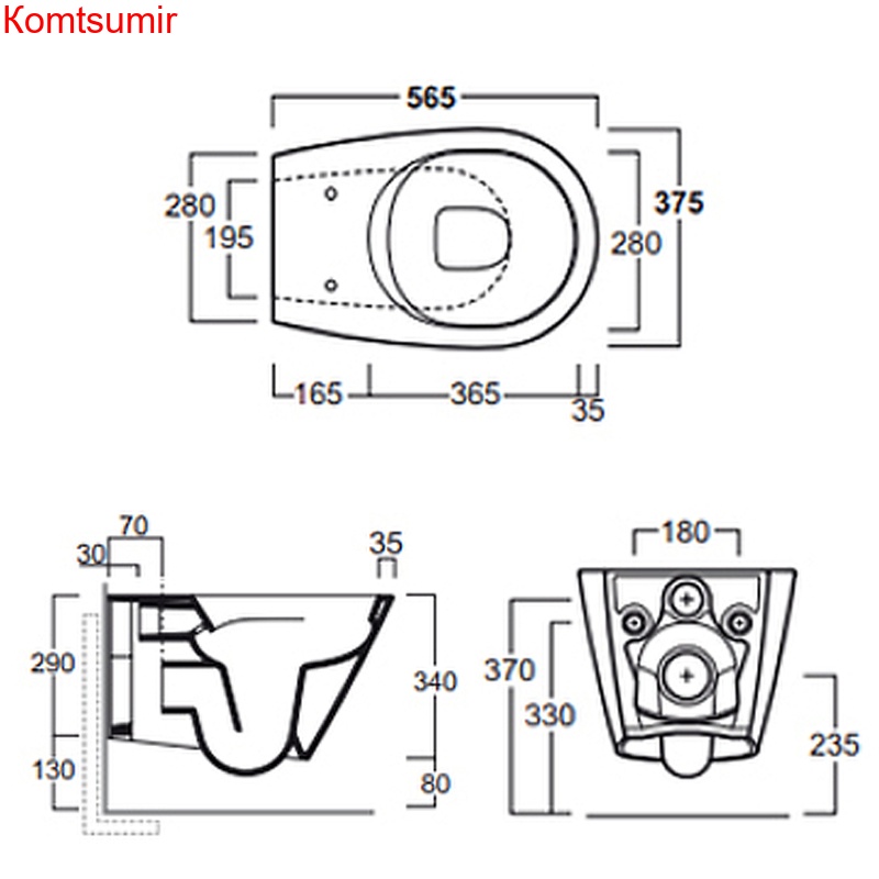 Унитаз подвесной Simas Gambassi 375х565х340 безободковый, с креплением F85, белый (GA18bi)