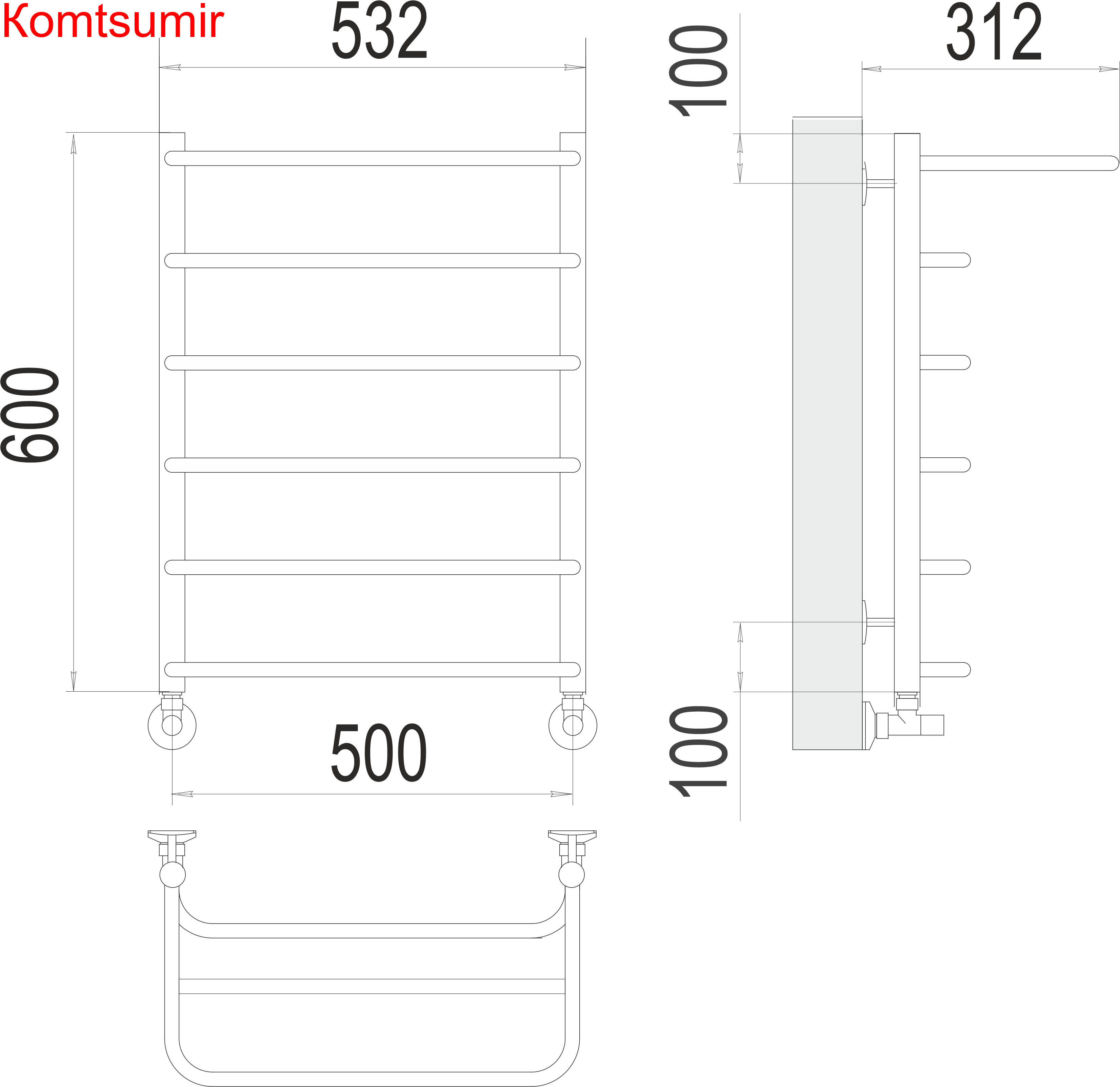 Полка П6 500х600  Полотенцесушитель  TERMINUS