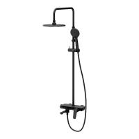 Damixa 977730300 ДС Jupiter со смесителем полкой: верхний душ, ручной душ., штанга варио, чёрная