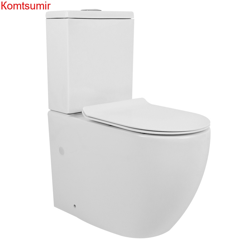 Унитаз напольный Azario CORSA 630x380x830 безободковый с бачком и сиденьем микролифт (AZ-2062S)