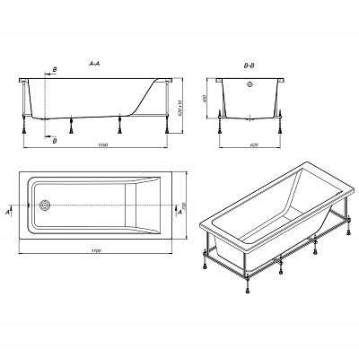 Акриловая ванна Roca Easy 170x70 Акриловая ванна Roca Easy 170x70