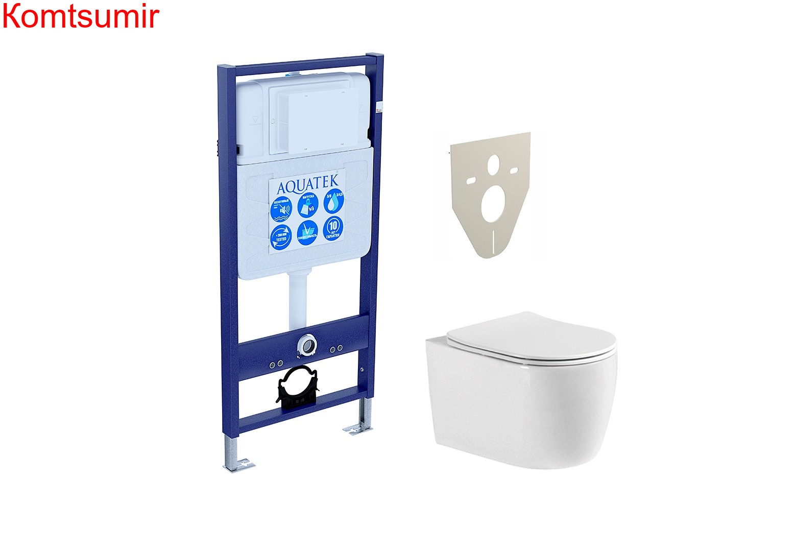 Set AQUATEK ЕВРОПА (рама AQUATEK Standard INS-0000012+звукоизоляционная прокладка+унитаз ЕВРОПА AQ1106-00+тонкое сиденье с механизмом плавного закрывания)