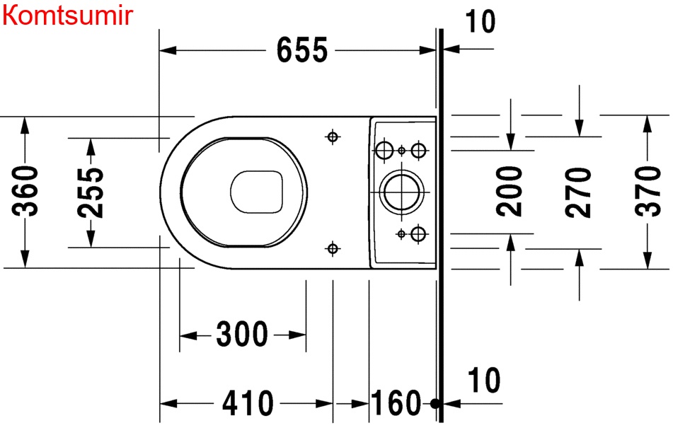 Чаша напольного унитаза Duravit Starck 3 с вертикальным смывом, 360x655 мм, белая (0126010000)
